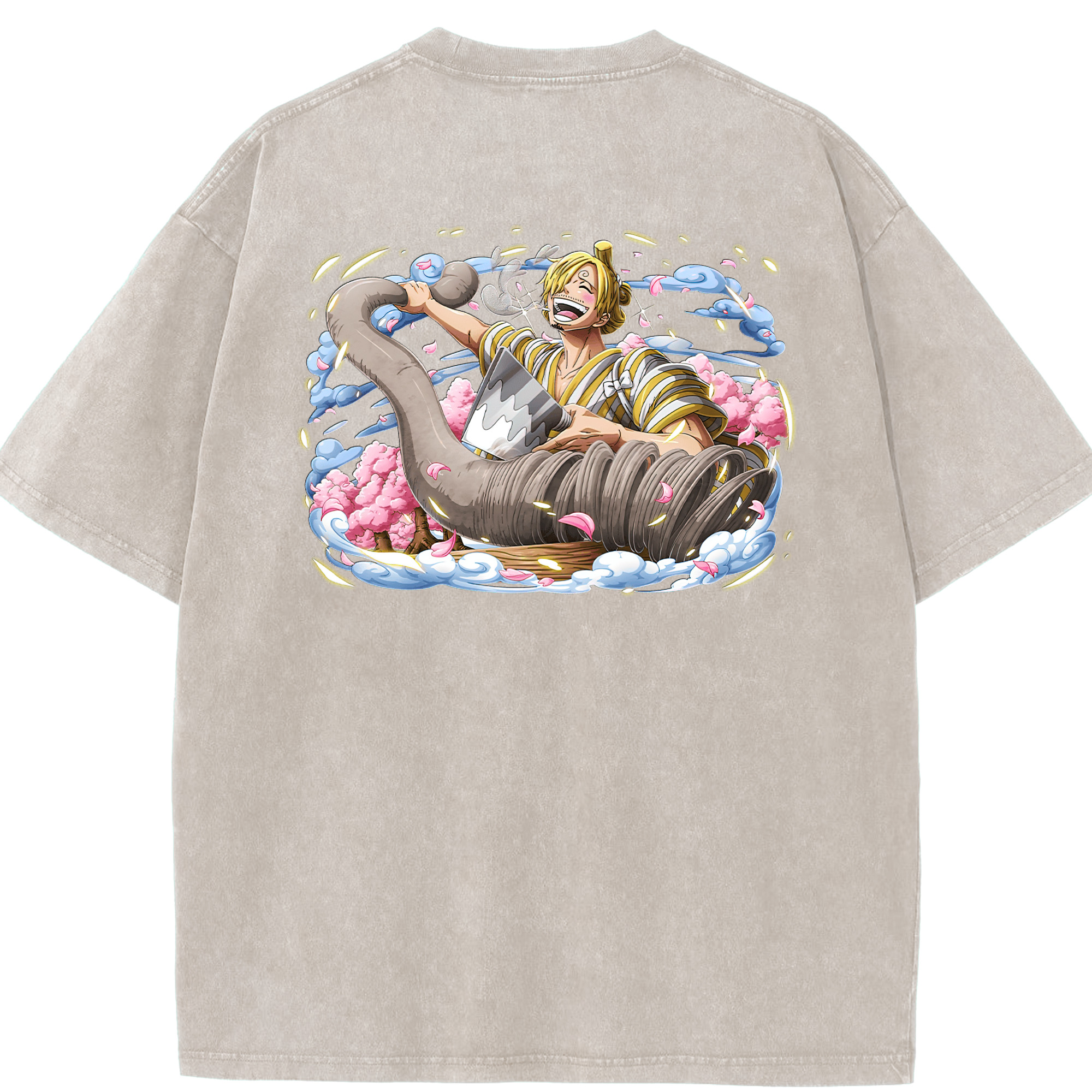 ワンピース サンジ ONE PIECE Sanji 綿100% ヴィンテージ風 半袖Tシャツ（背面プリント）