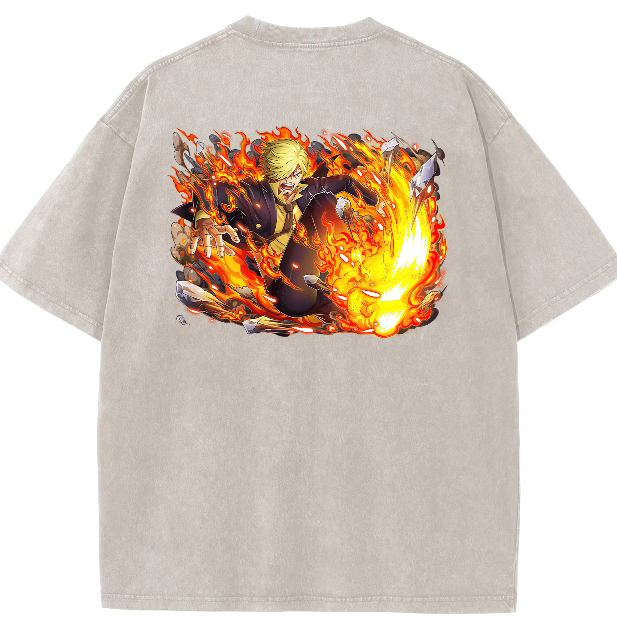 ワンピース サンジ ONE PIECE Sanji 綿100% ヴィンテージ風 半袖Tシャツ（背面プリント）
