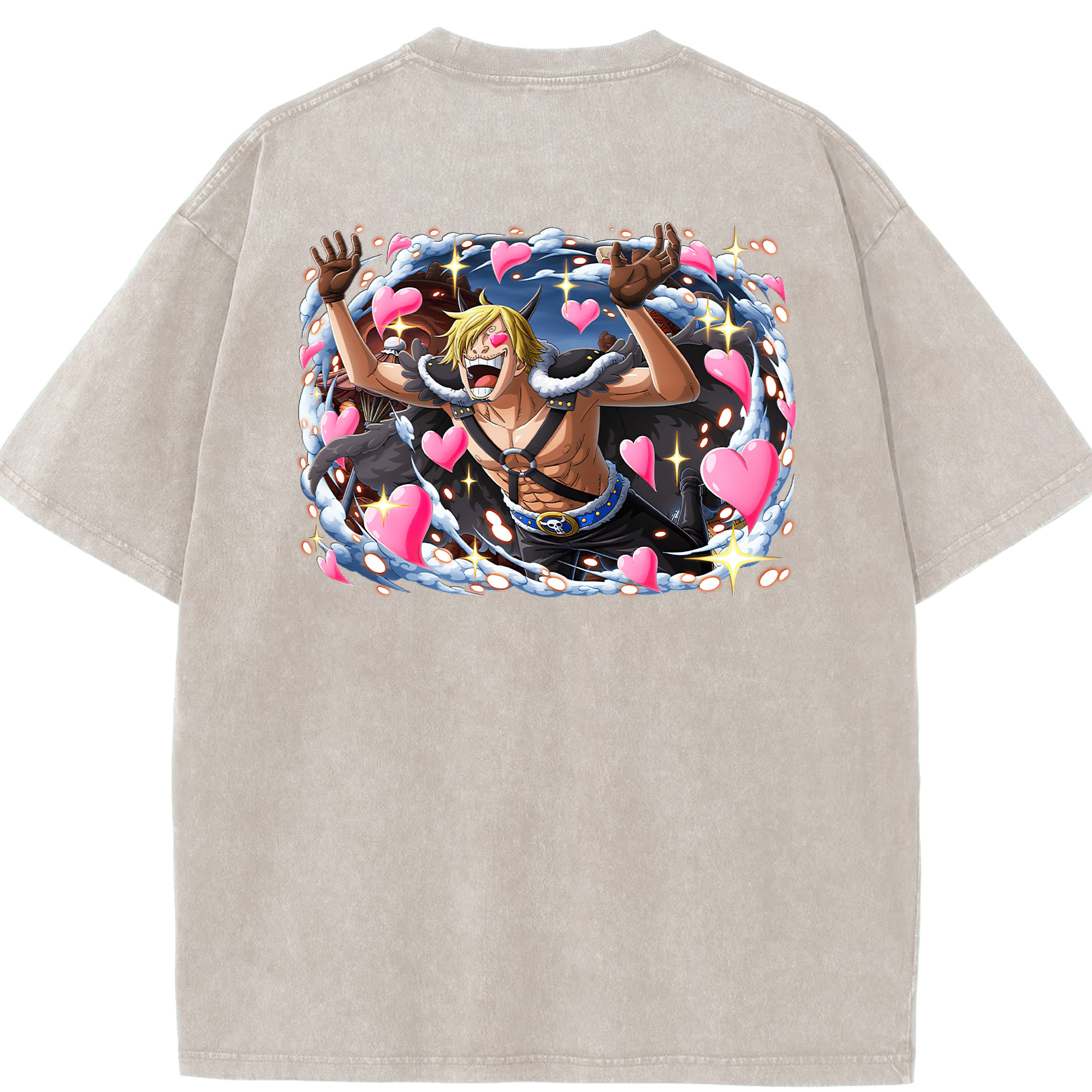 ワンピース サンジ ONE PIECE Sanji 綿100% ヴィンテージ風 半袖Tシャツ（背面プリント）