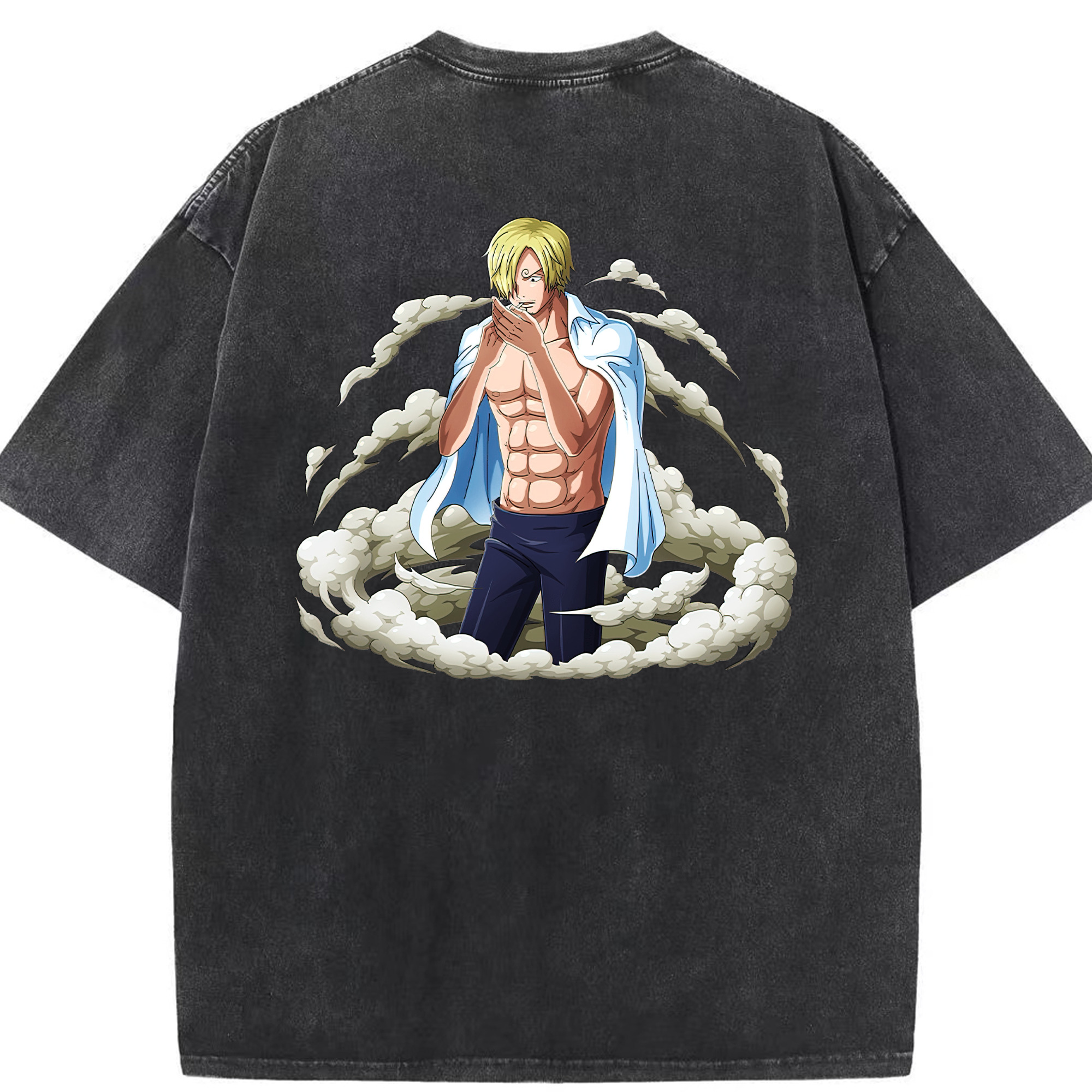 （画像用） ワンピース サンジ ONE PIECE Sanji 綿100% ヴィンテージ風 半袖Tシャツ（背面プリント）