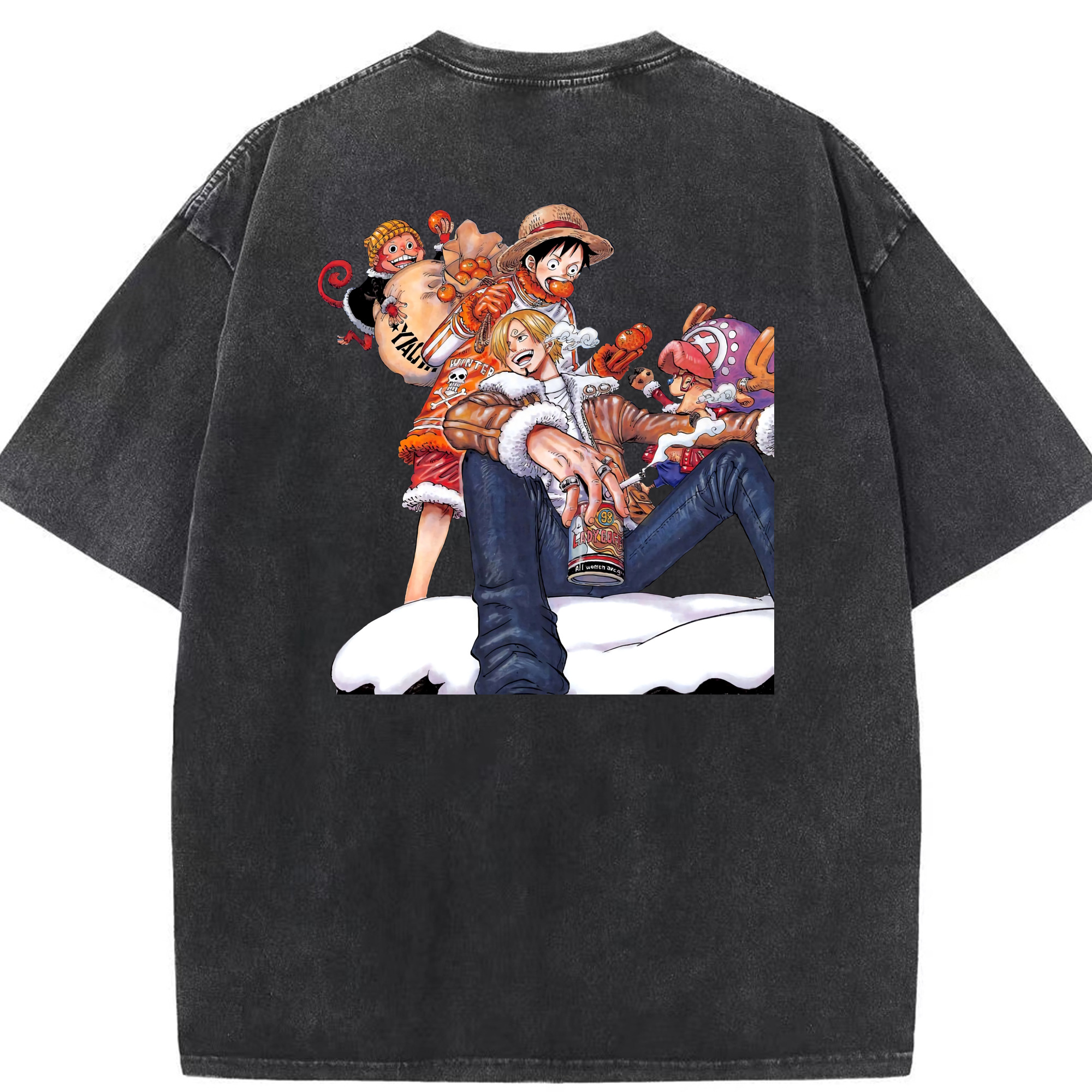 （画像用） ワンピース サンジ ONE PIECE Sanji 綿100% ヴィンテージ風 半袖Tシャツ（背面プリント）