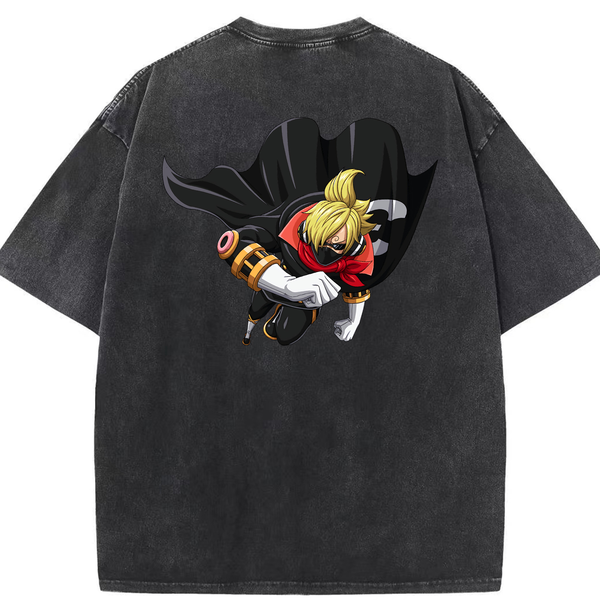 （画像用） ワンピース サンジ ONE PIECE Sanji 綿100% ヴィンテージ風 半袖Tシャツ（背面プリント）