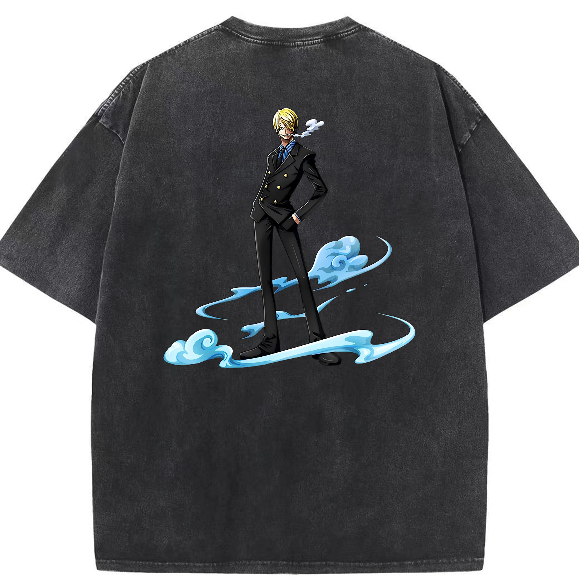 （画像用） ワンピース サンジ ONE PIECE Sanji 綿100% ヴィンテージ風 半袖Tシャツ（背面プリント）