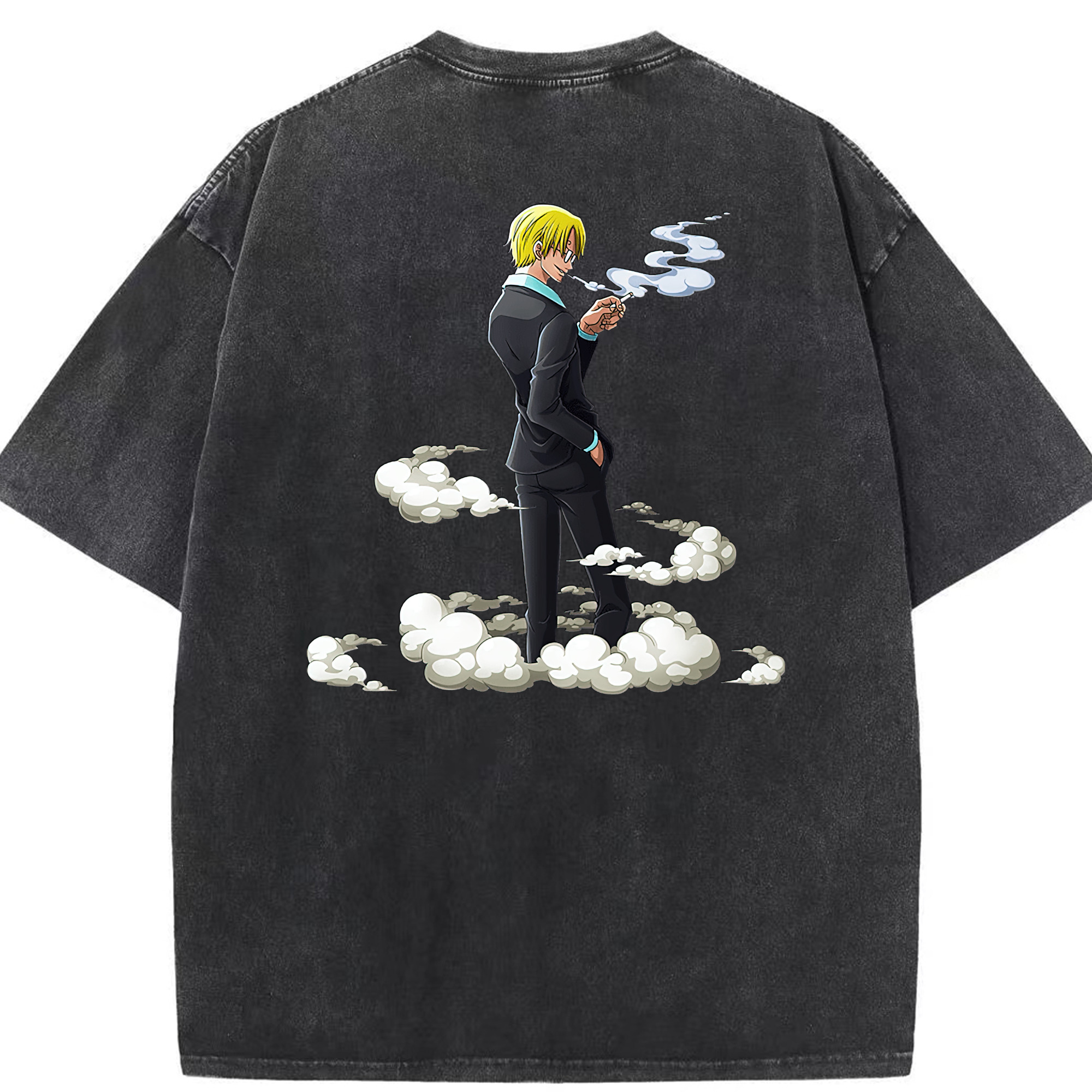 （画像用） ワンピース サンジ ONE PIECE Sanji 綿100% ヴィンテージ風 半袖Tシャツ（背面プリント）