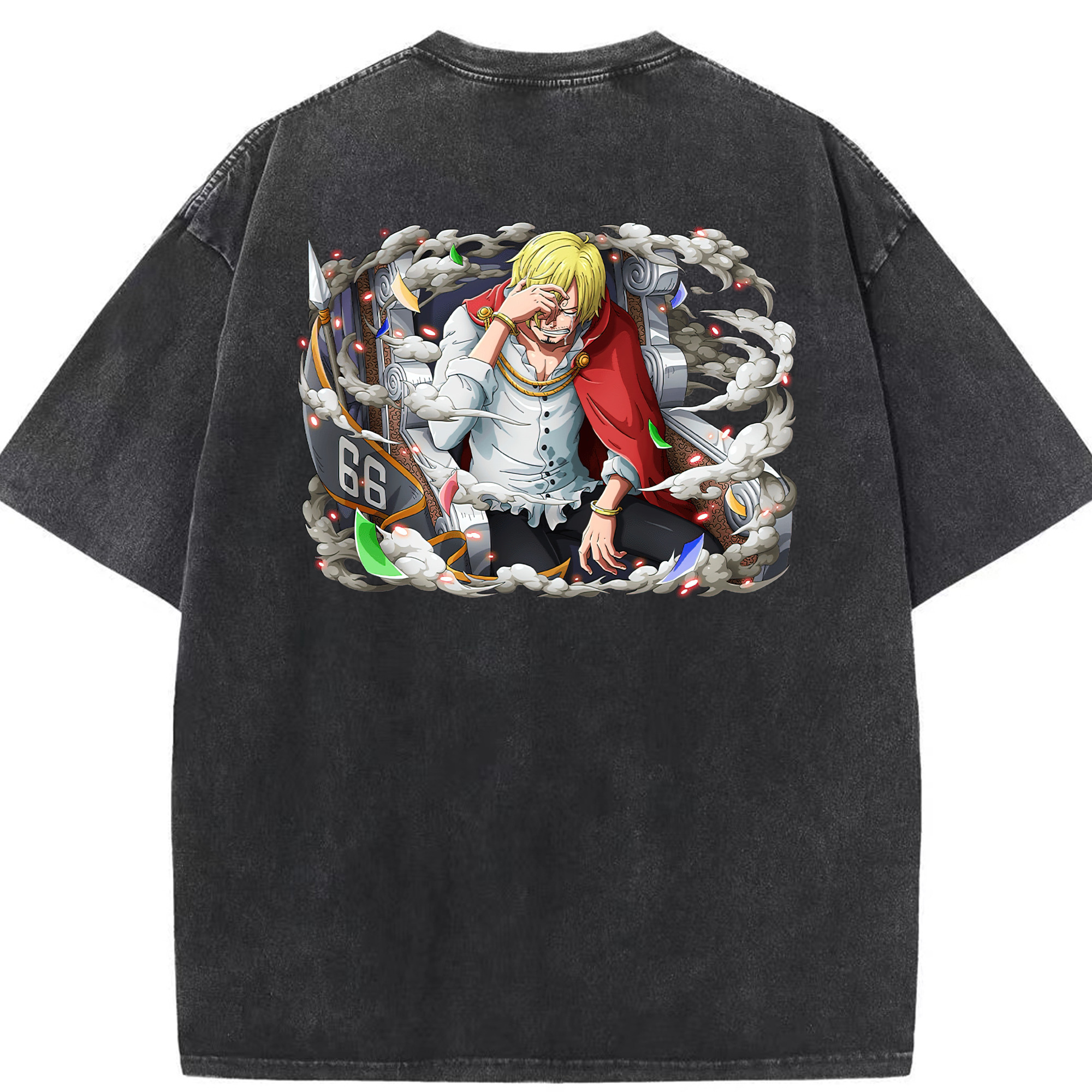 （画像用） ワンピース サンジ ONE PIECE Sanji 綿100% ヴィンテージ風 半袖Tシャツ（背面プリント）
