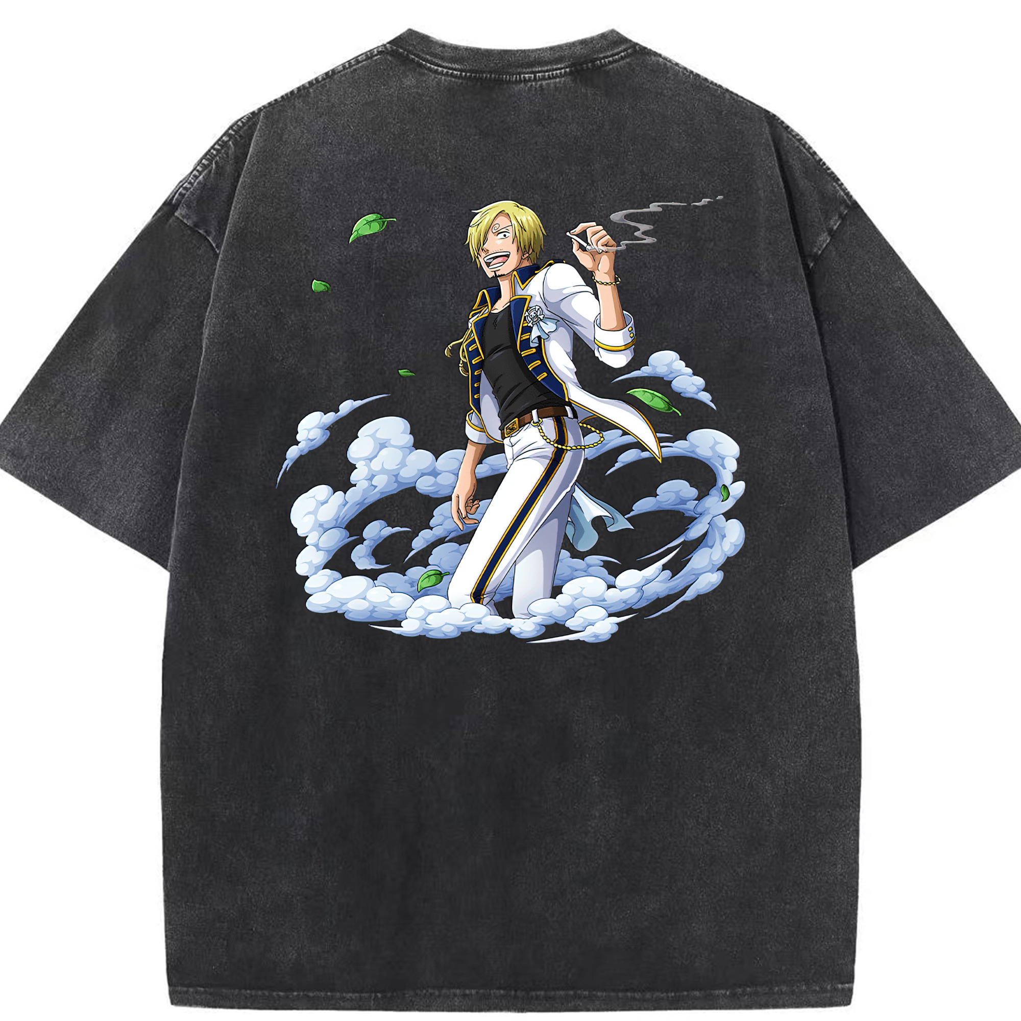（画像用） ワンピース サンジ ONE PIECE Sanji 綿100% ヴィンテージ風 半袖Tシャツ（背面プリント）