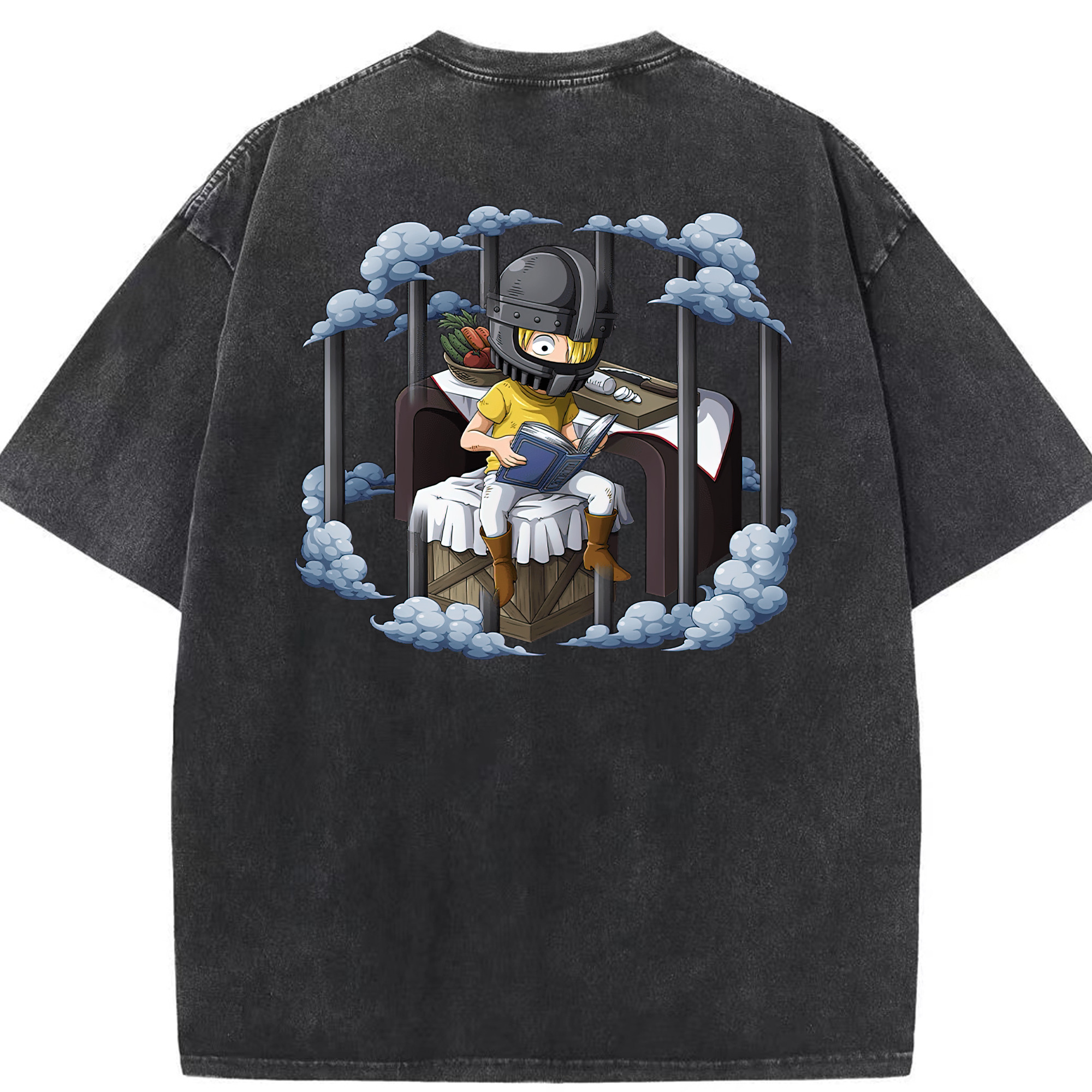 （画像用） ワンピース サンジ ONE PIECE Sanji 綿100% ヴィンテージ風 半袖Tシャツ（背面プリント）