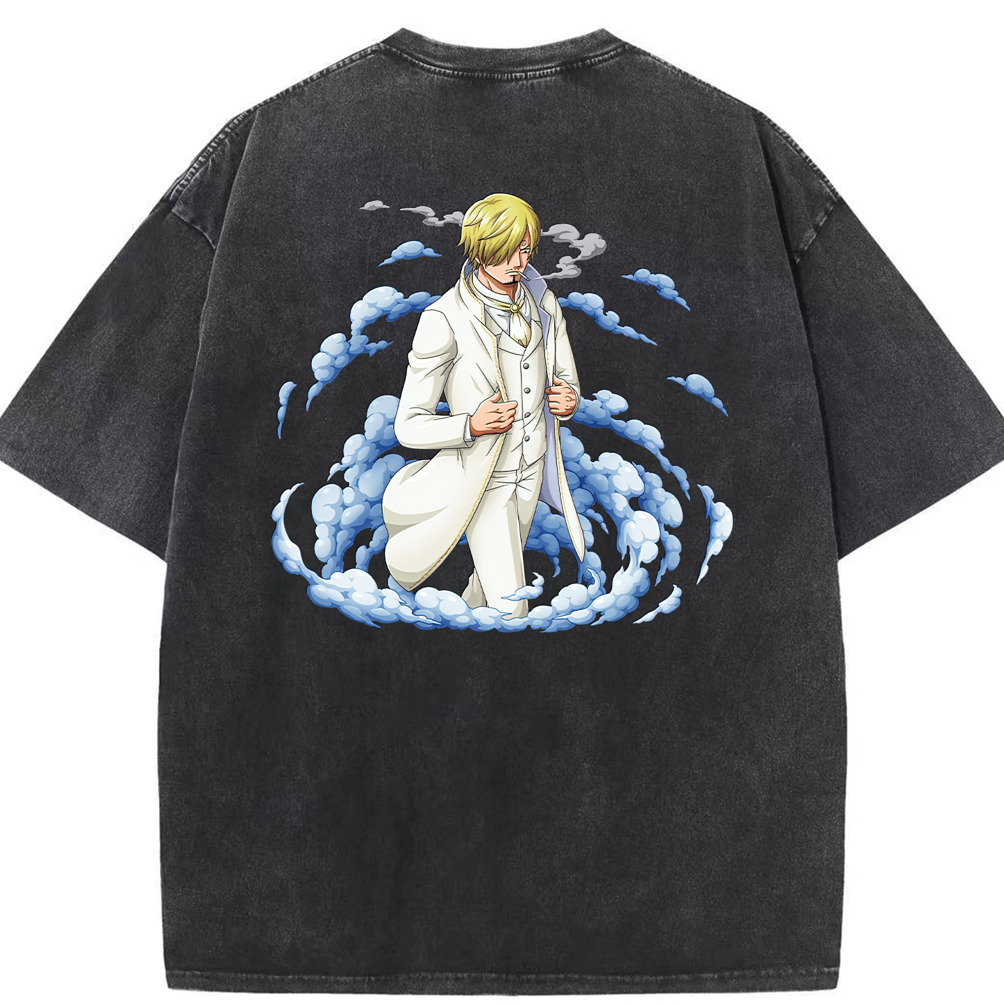 （画像用） ワンピース サンジ ONE PIECE Sanji 綿100% ヴィンテージ風 半袖Tシャツ（背面プリント）