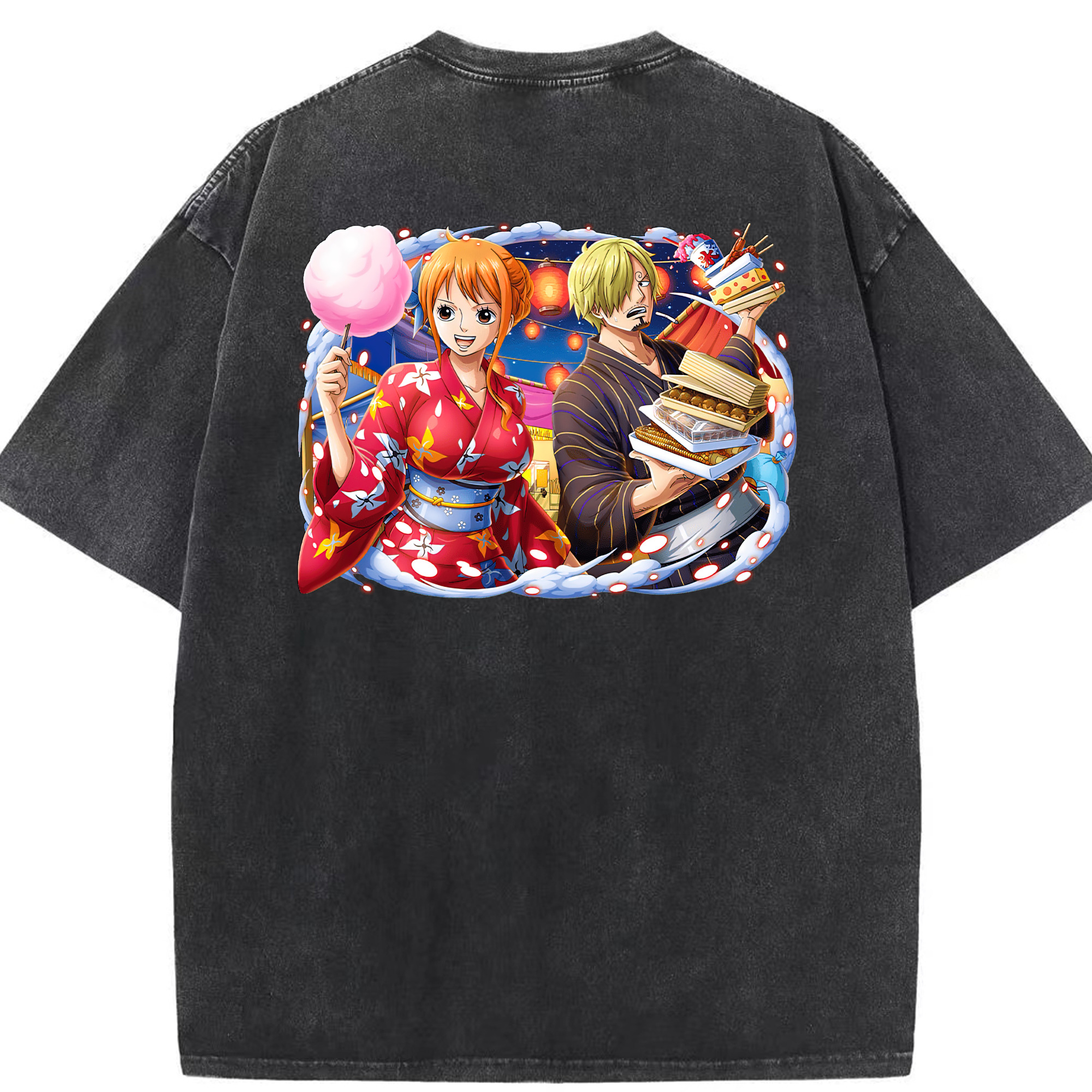 （画像用） ワンピース サンジ ONE PIECE Sanji 綿100% ヴィンテージ風 半袖Tシャツ（背面プリント）