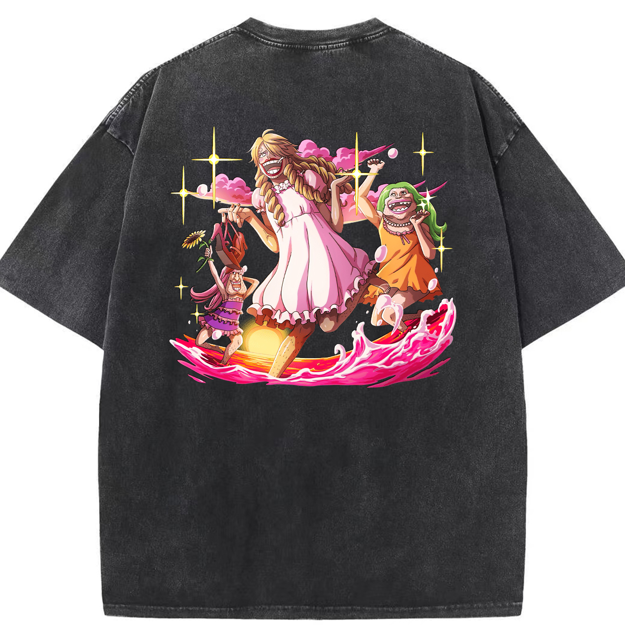 （画像用） ワンピース サンジ ONE PIECE Sanji 綿100% ヴィンテージ風 半袖Tシャツ（背面プリント）