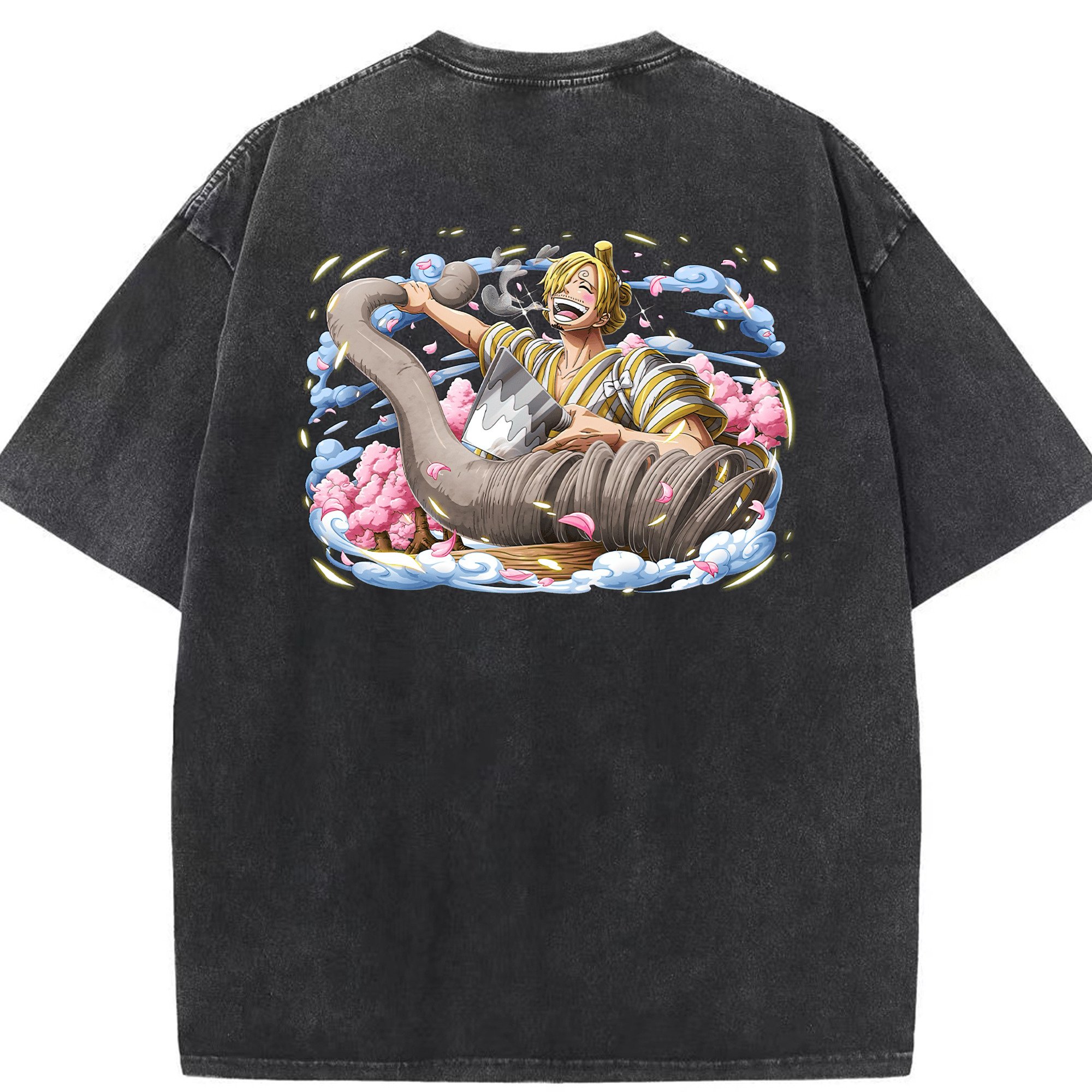 （画像用） ワンピース サンジ ONE PIECE Sanji 綿100% ヴィンテージ風 半袖Tシャツ（背面プリント）