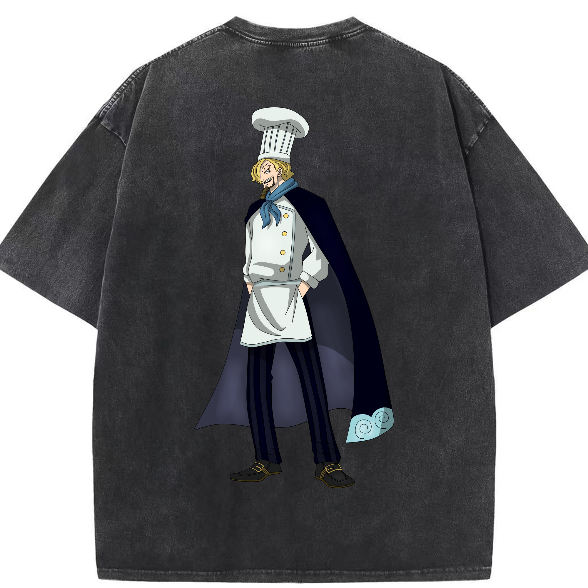 （画像用） ワンピース サンジ ONE PIECE Sanji 綿100% ヴィンテージ風 半袖Tシャツ（背面プリント）