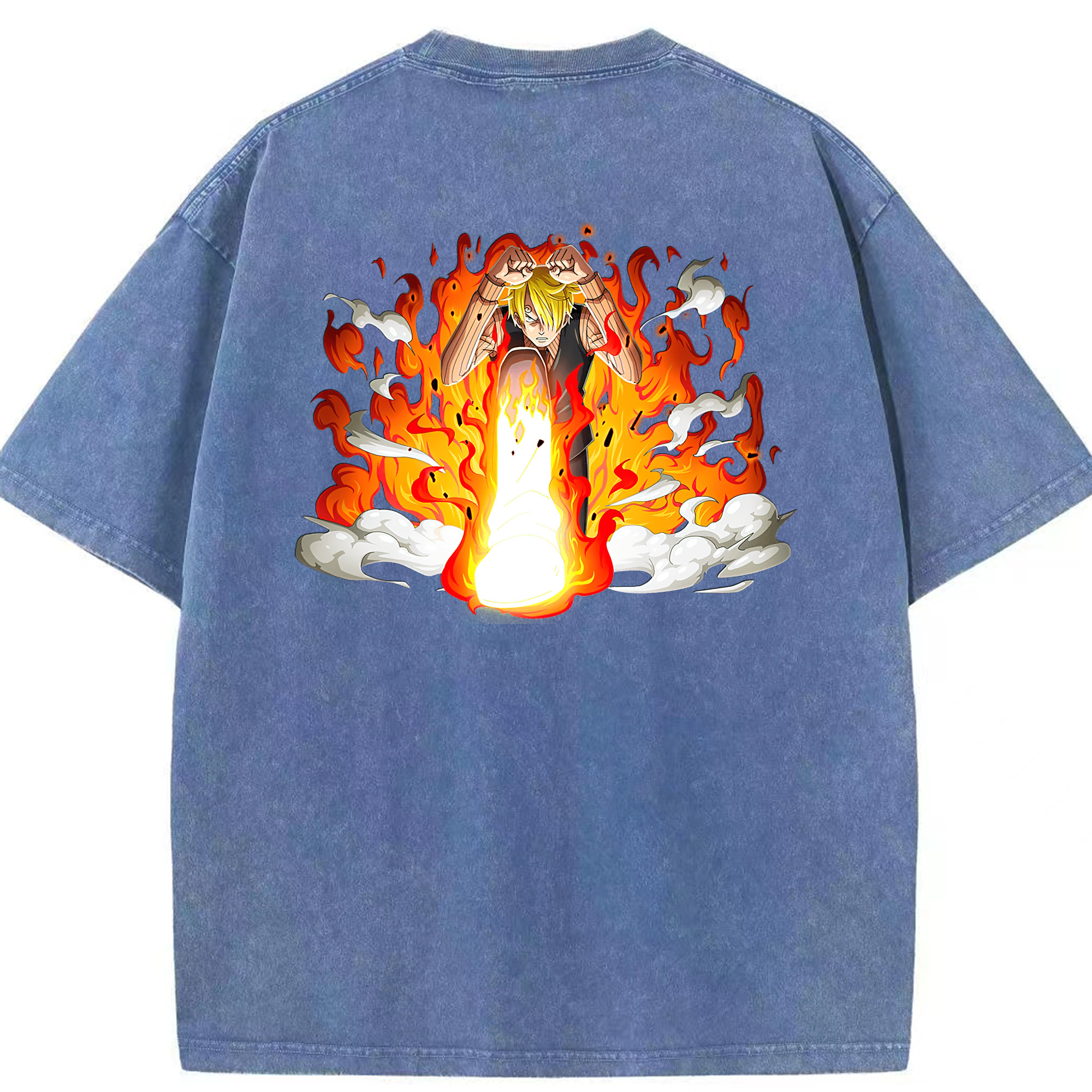 ワンピース サンジ ONE PIECE Sanji 綿100% ヴィンテージ風 半袖Tシャツ（背面プリント）