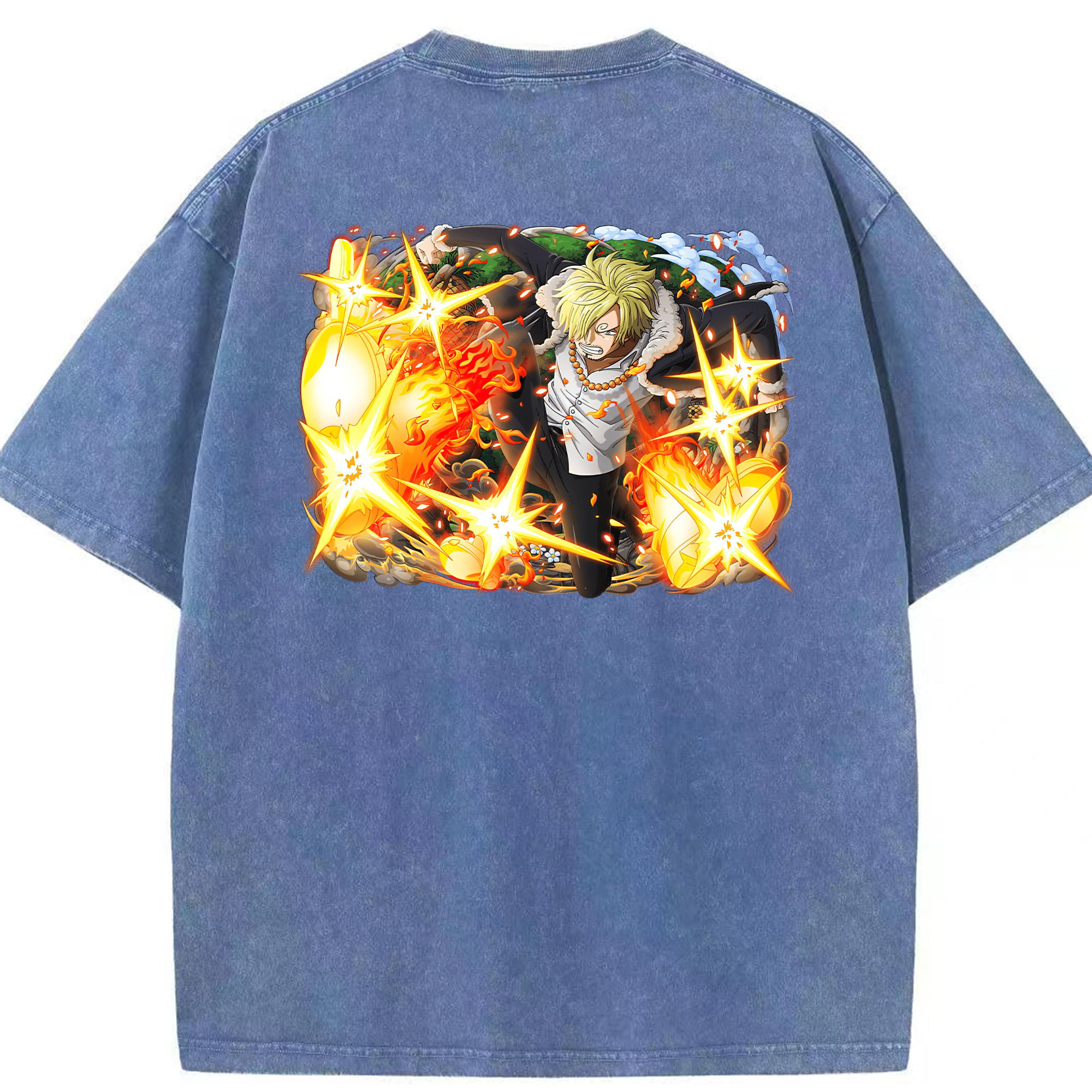 ワンピース サンジ ONE PIECE Sanji 綿100% ヴィンテージ風 半袖Tシャツ（背面プリント）