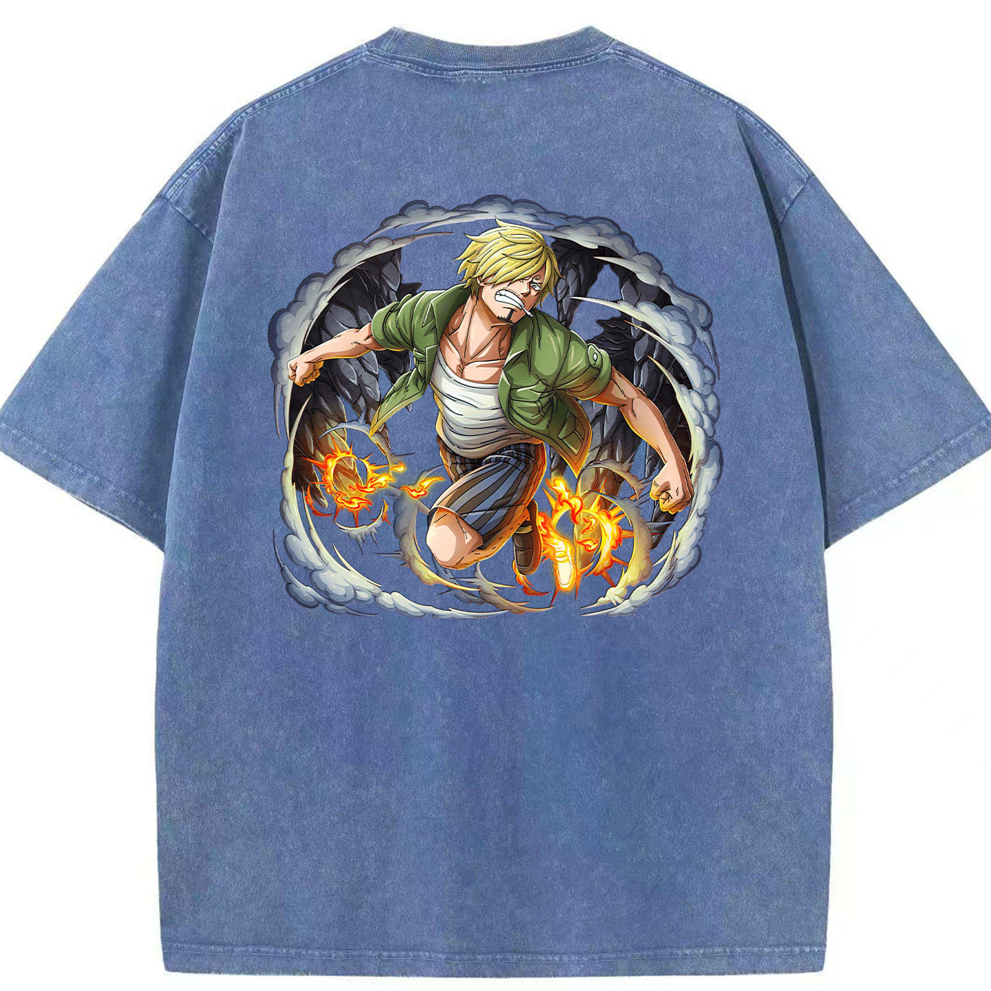 ワンピース サンジ ONE PIECE Sanji 綿100% ヴィンテージ風 半袖Tシャツ（背面プリント）