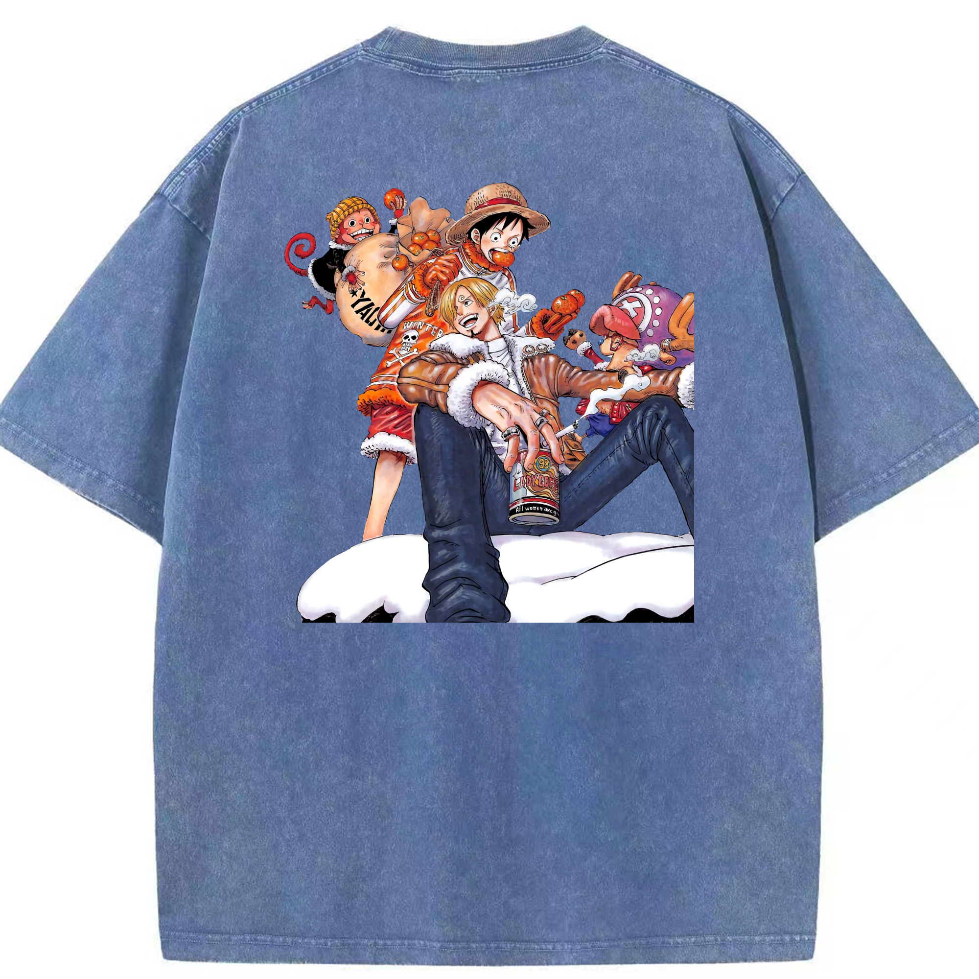 ワンピース サンジ ONE PIECE Sanji 綿100% ヴィンテージ風 半袖Tシャツ（背面プリント）