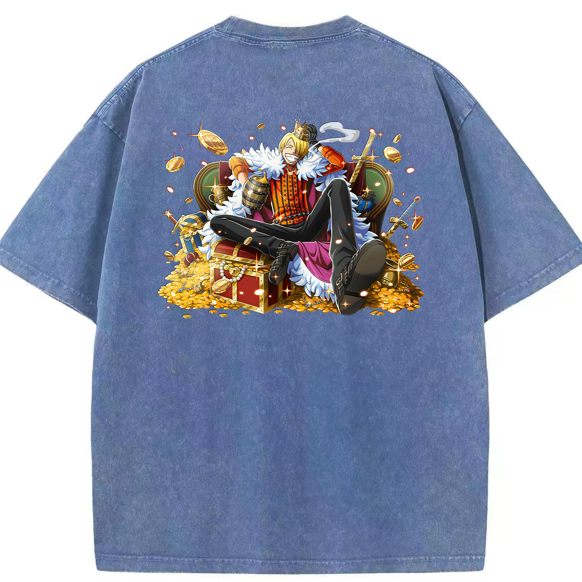 ワンピース サンジ ONE PIECE Sanji 綿100% ヴィンテージ風 半袖Tシャツ（背面プリント）