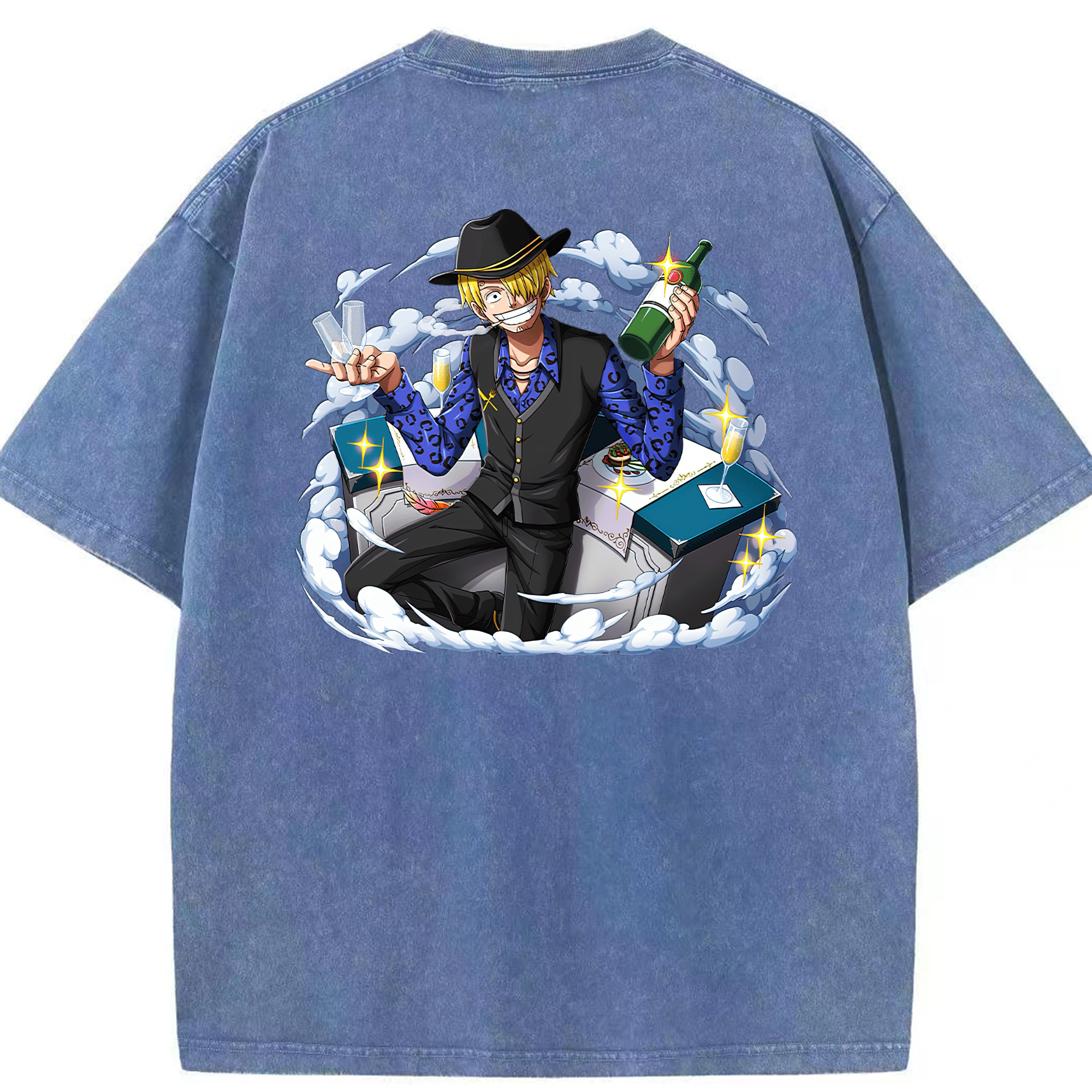 ワンピース サンジ ONE PIECE Sanji 綿100% ヴィンテージ風 半袖Tシャツ（背面プリント）