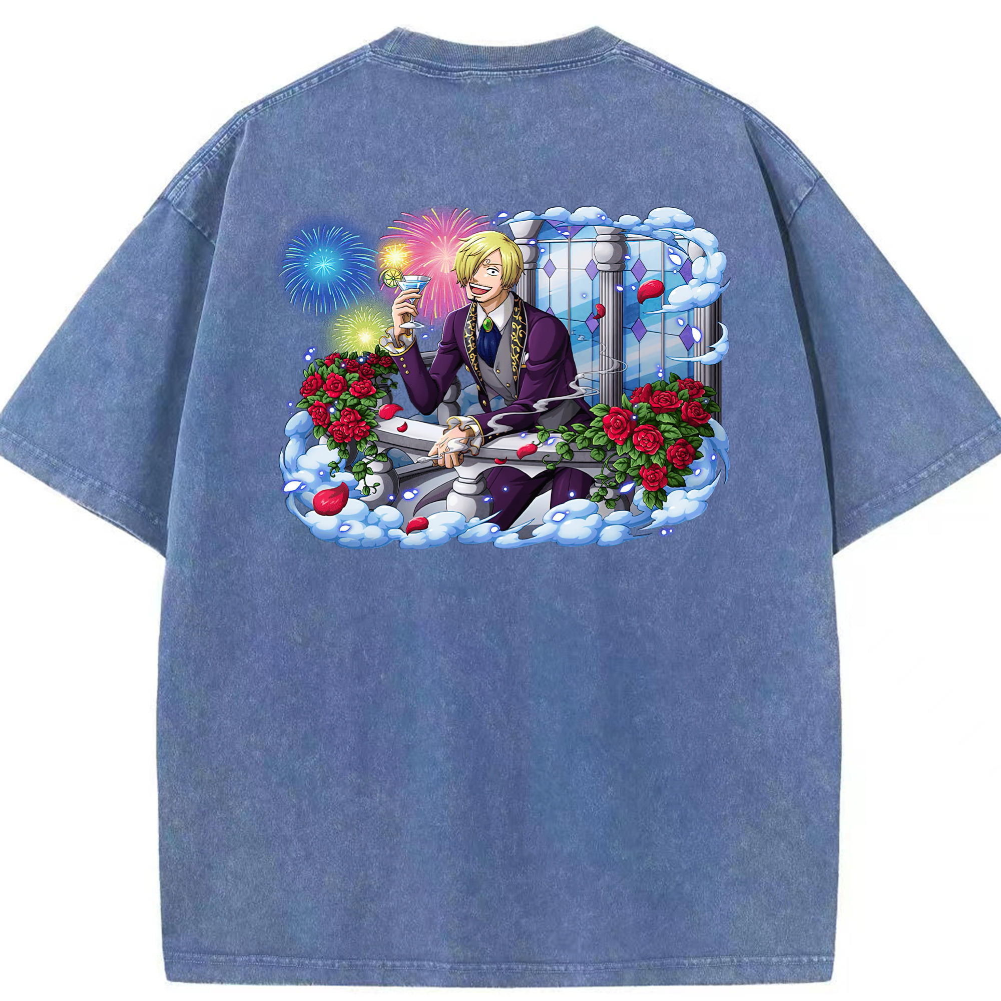 ワンピース サンジ ONE PIECE Sanji 綿100% ヴィンテージ風 半袖Tシャツ（背面プリント）