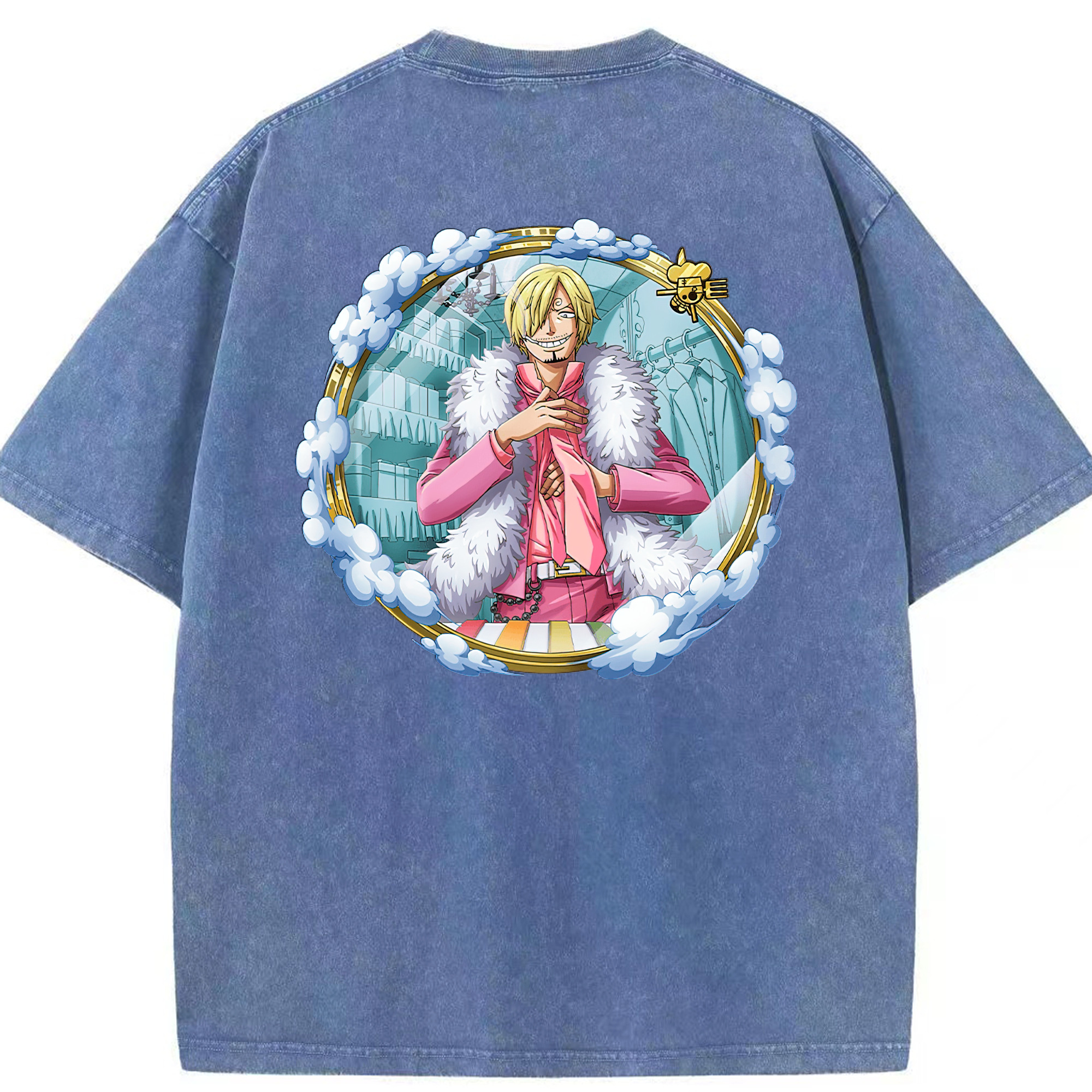 ワンピース サンジ ONE PIECE Sanji 綿100% ヴィンテージ風 半袖Tシャツ（背面プリント）