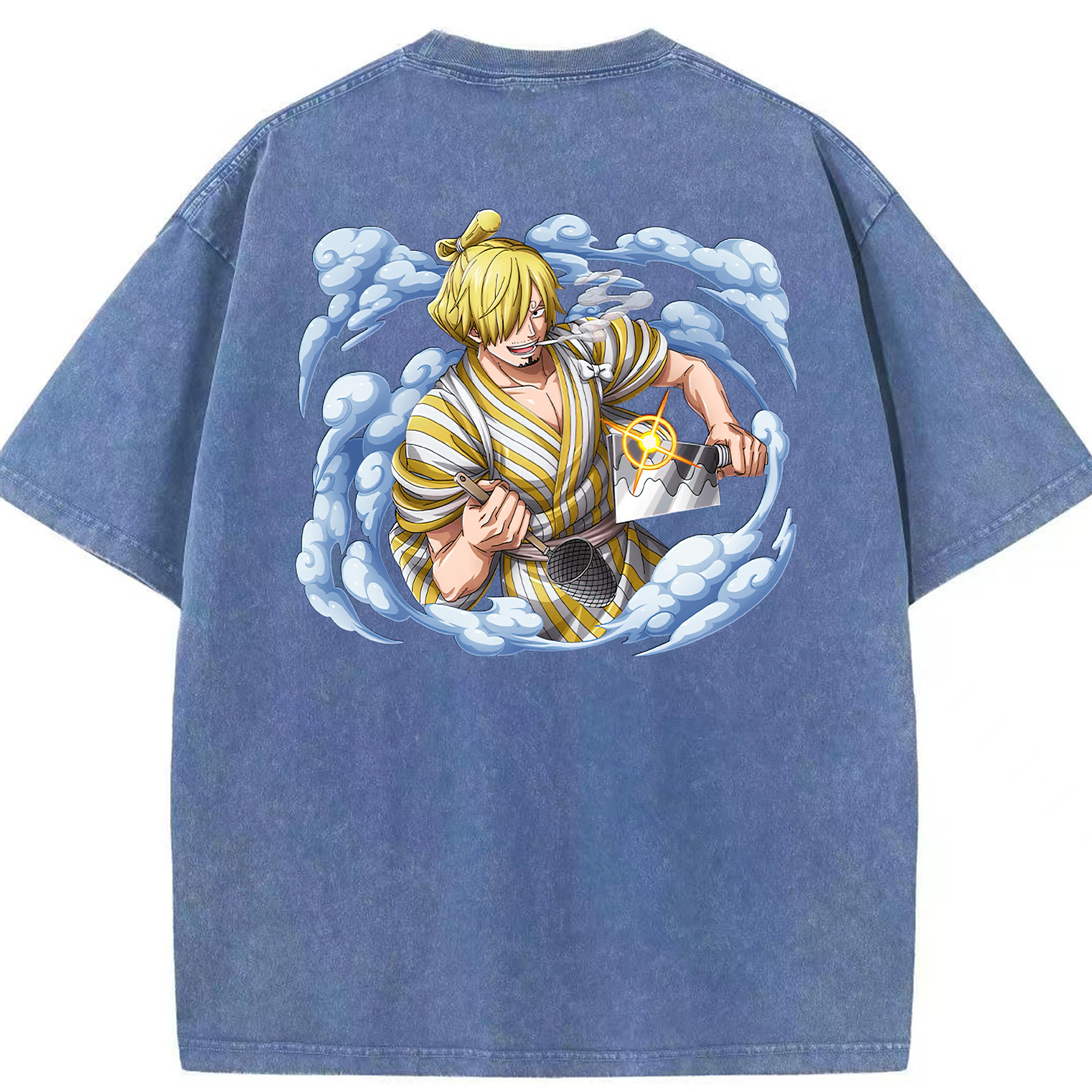 ワンピース サンジ ONE PIECE Sanji 綿100% ヴィンテージ風 半袖Tシャツ（背面プリント）