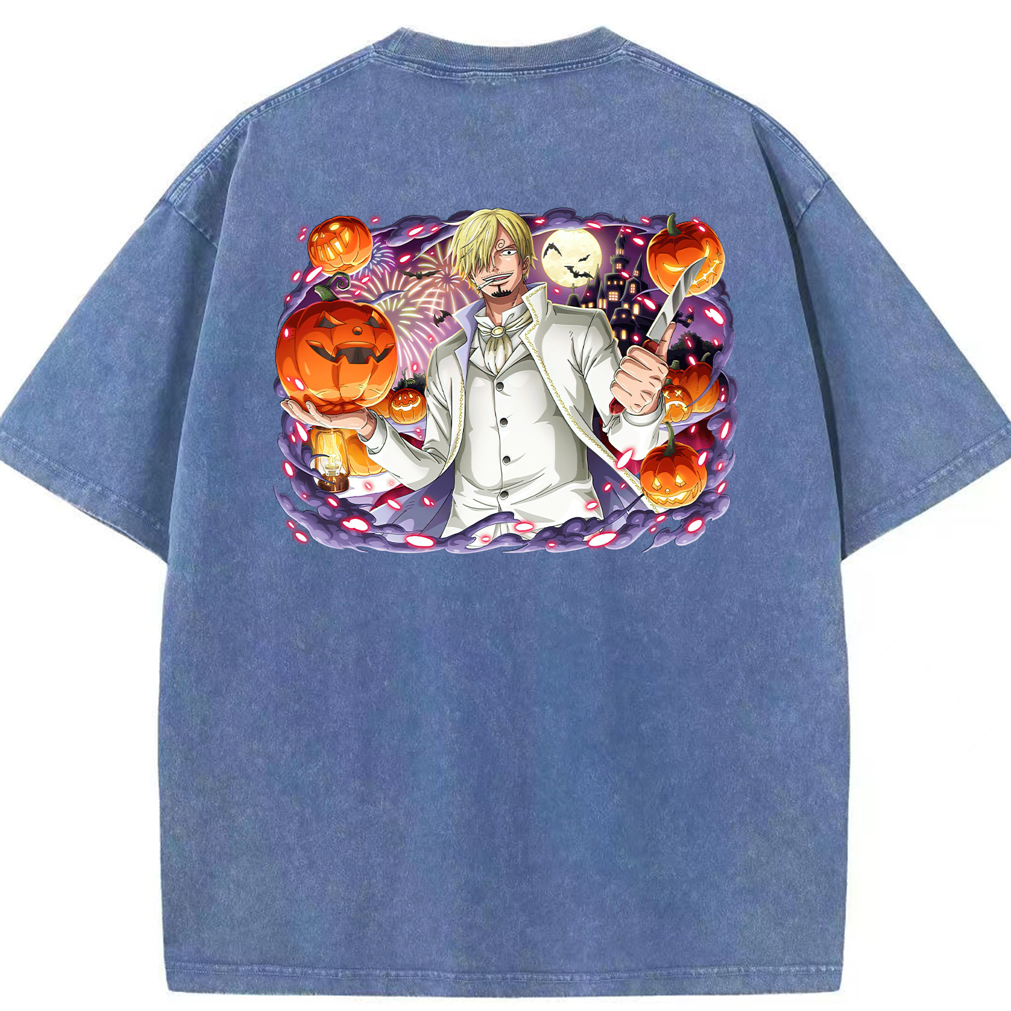 ワンピース サンジ ONE PIECE Sanji 綿100% ヴィンテージ風 半袖Tシャツ（背面プリント）