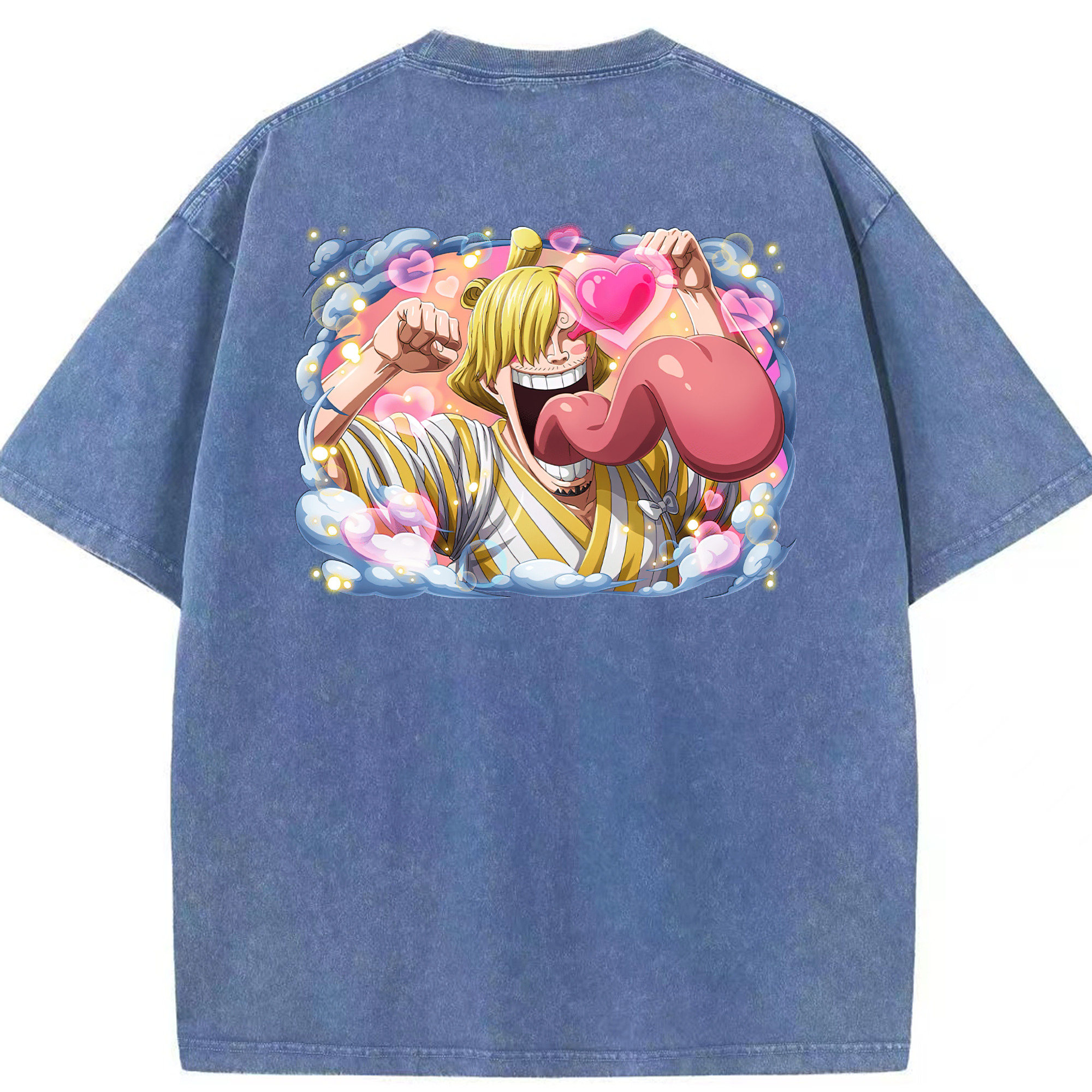 ワンピース サンジ ONE PIECE Sanji 綿100% ヴィンテージ風 半袖Tシャツ（背面プリント）