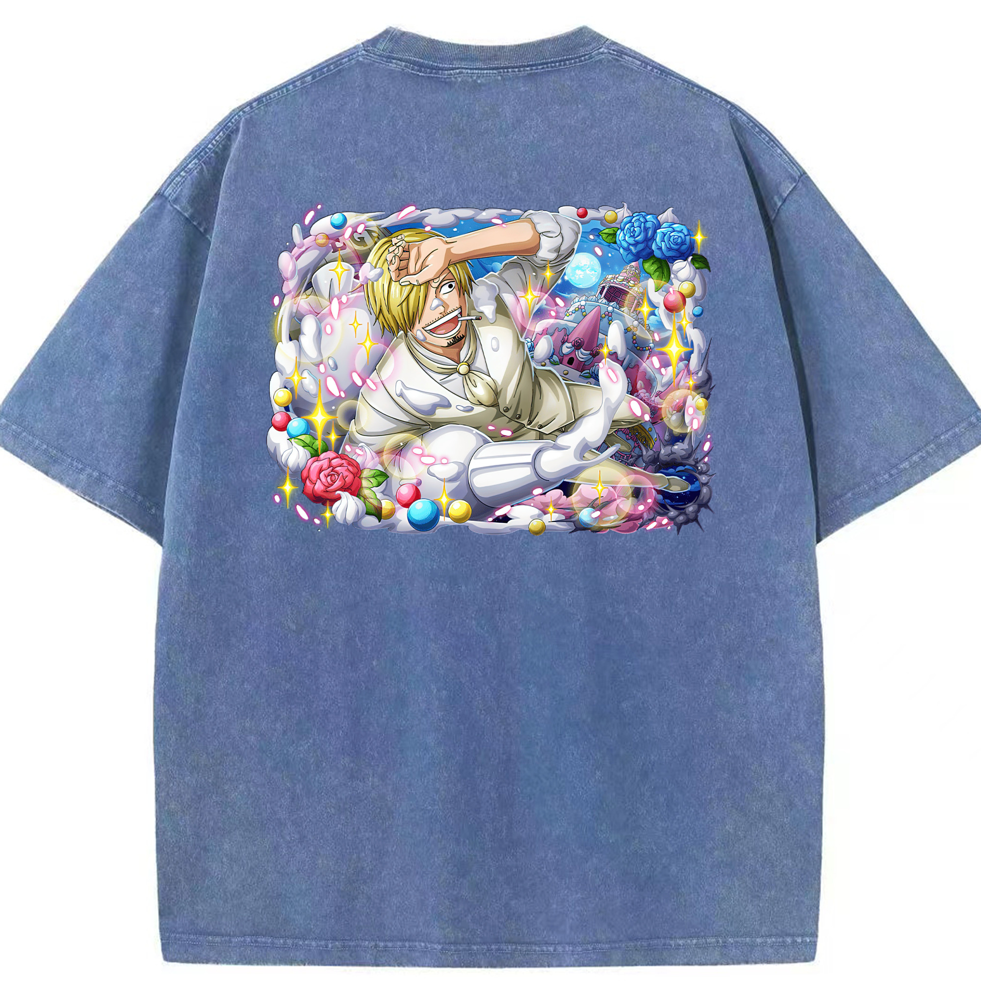 ワンピース サンジ ONE PIECE Sanji 綿100% ヴィンテージ風 半袖Tシャツ（背面プリント）