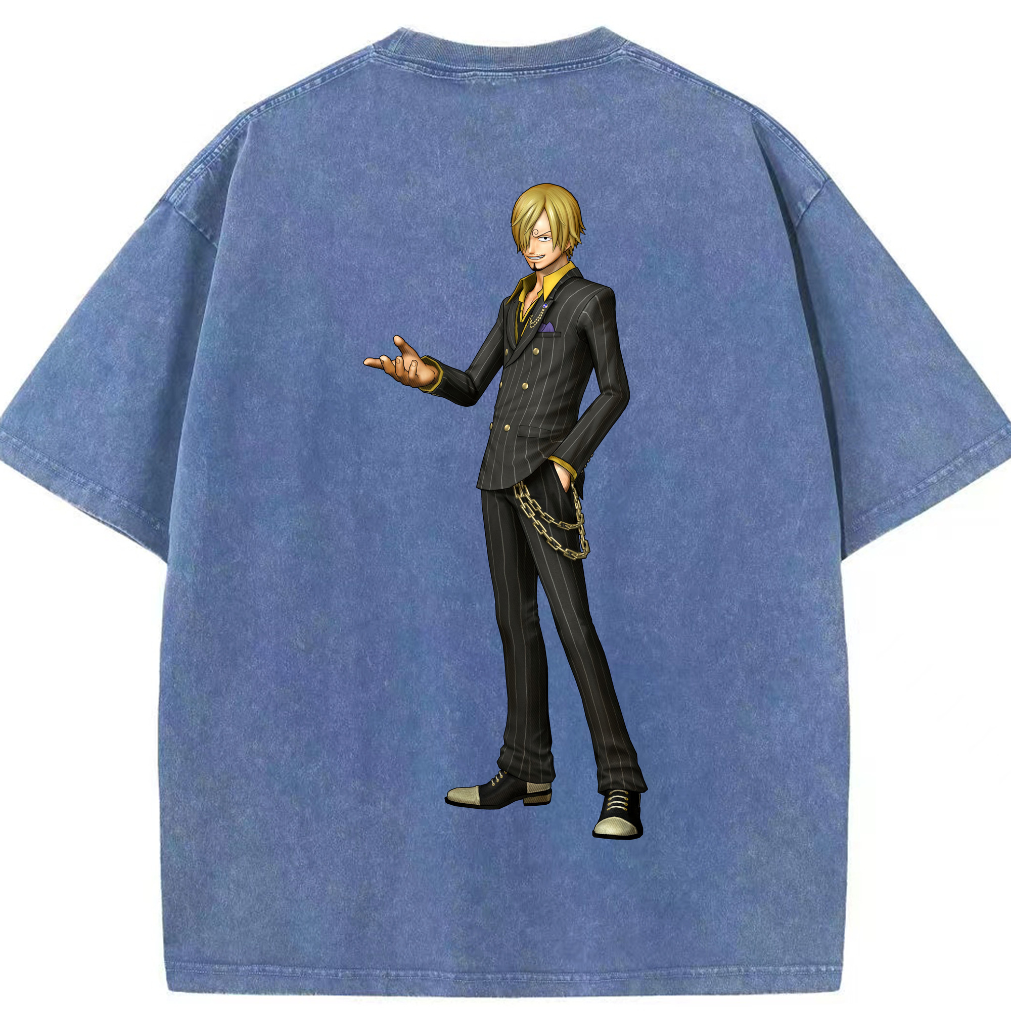 ワンピース サンジ ONE PIECE Sanji 綿100% ヴィンテージ風 半袖Tシャツ（背面プリント）