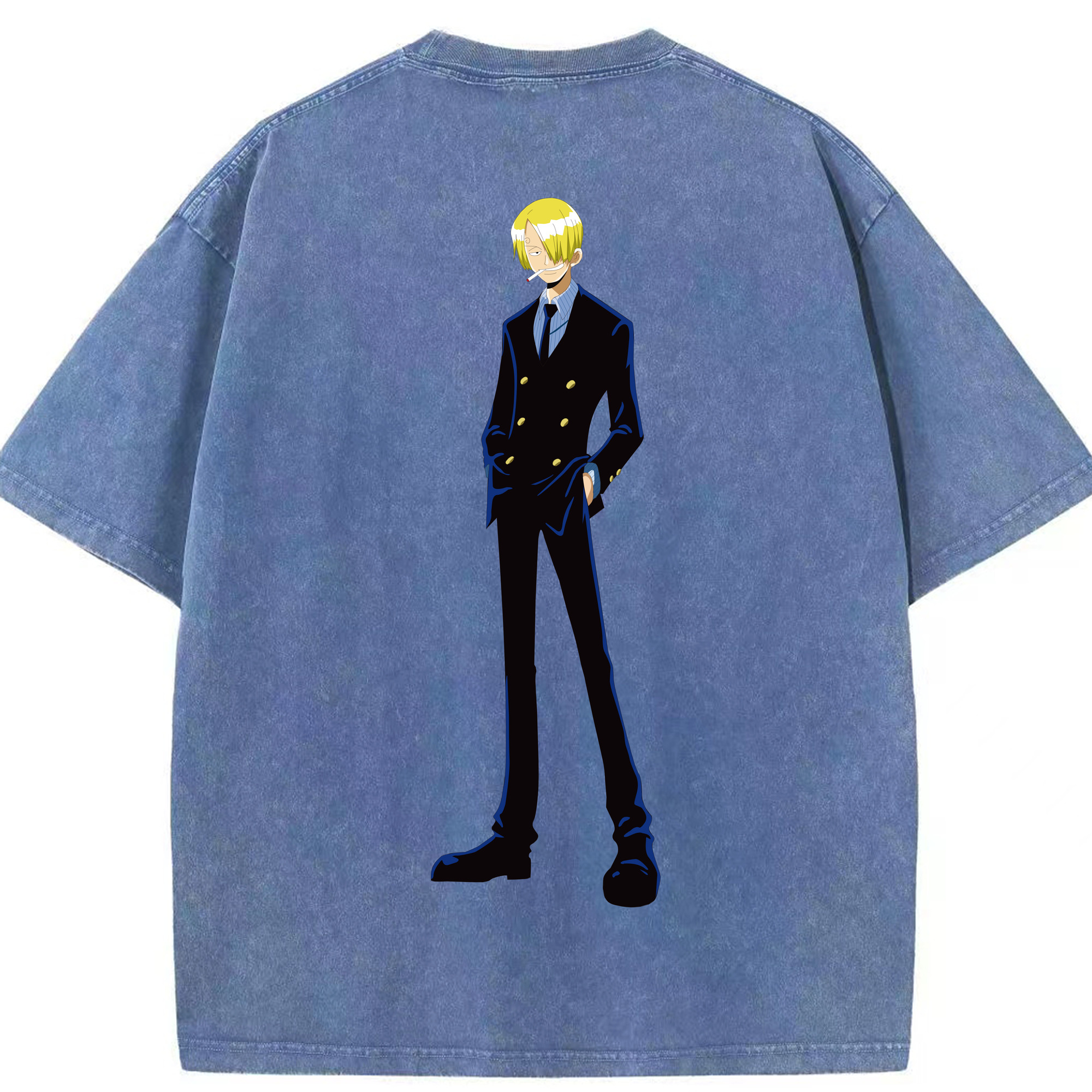 ワンピース サンジ ONE PIECE Sanji 綿100% ヴィンテージ風 半袖Tシャツ（背面プリント）