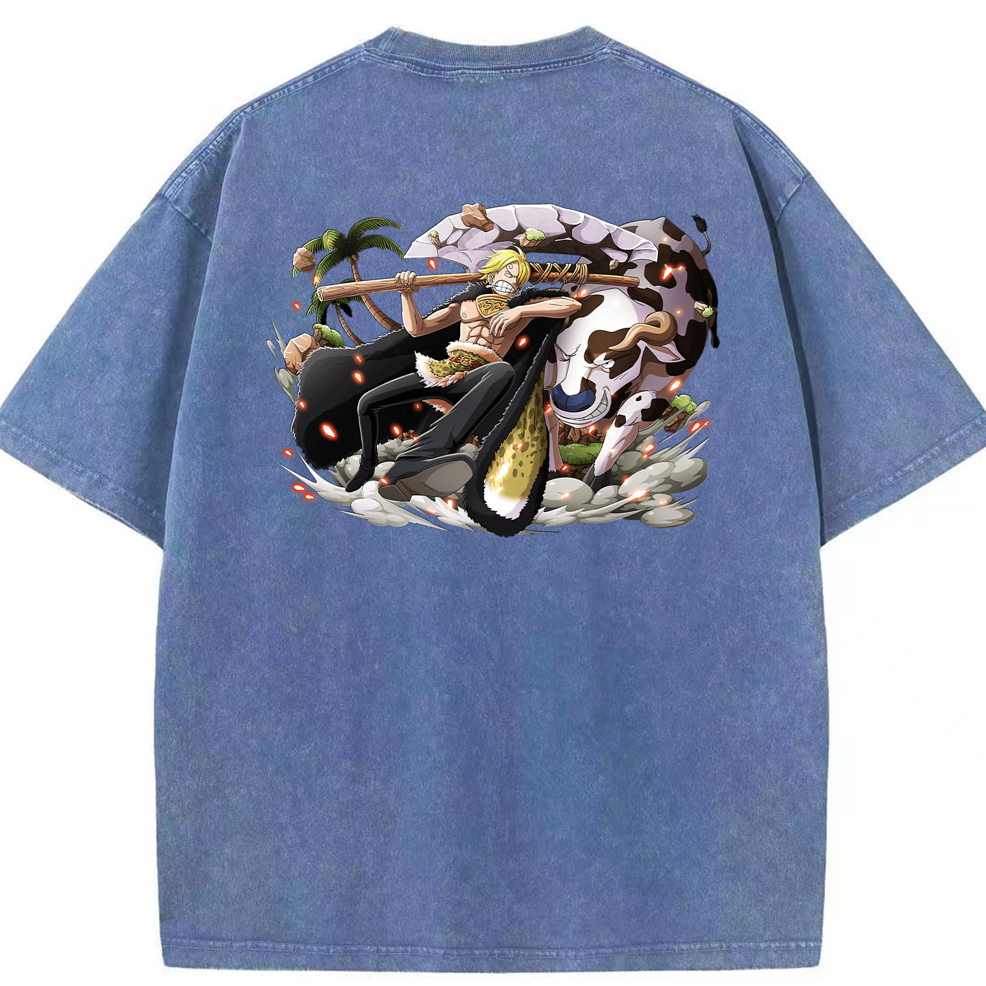 ワンピース サンジ ONE PIECE Sanji 綿100% ヴィンテージ風 半袖Tシャツ（背面プリント）