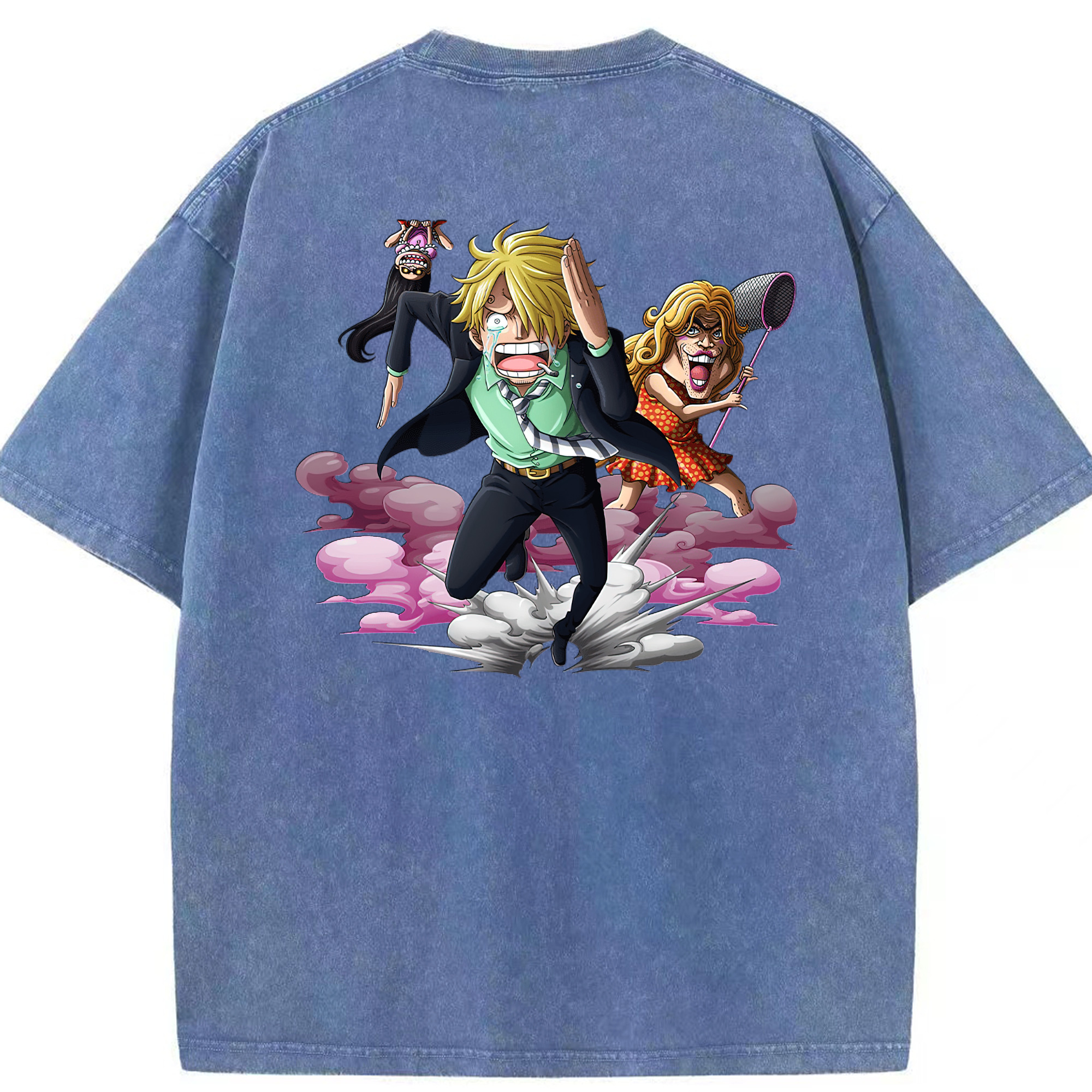 ワンピース サンジ ONE PIECE Sanji 綿100% ヴィンテージ風 半袖Tシャツ（背面プリント）