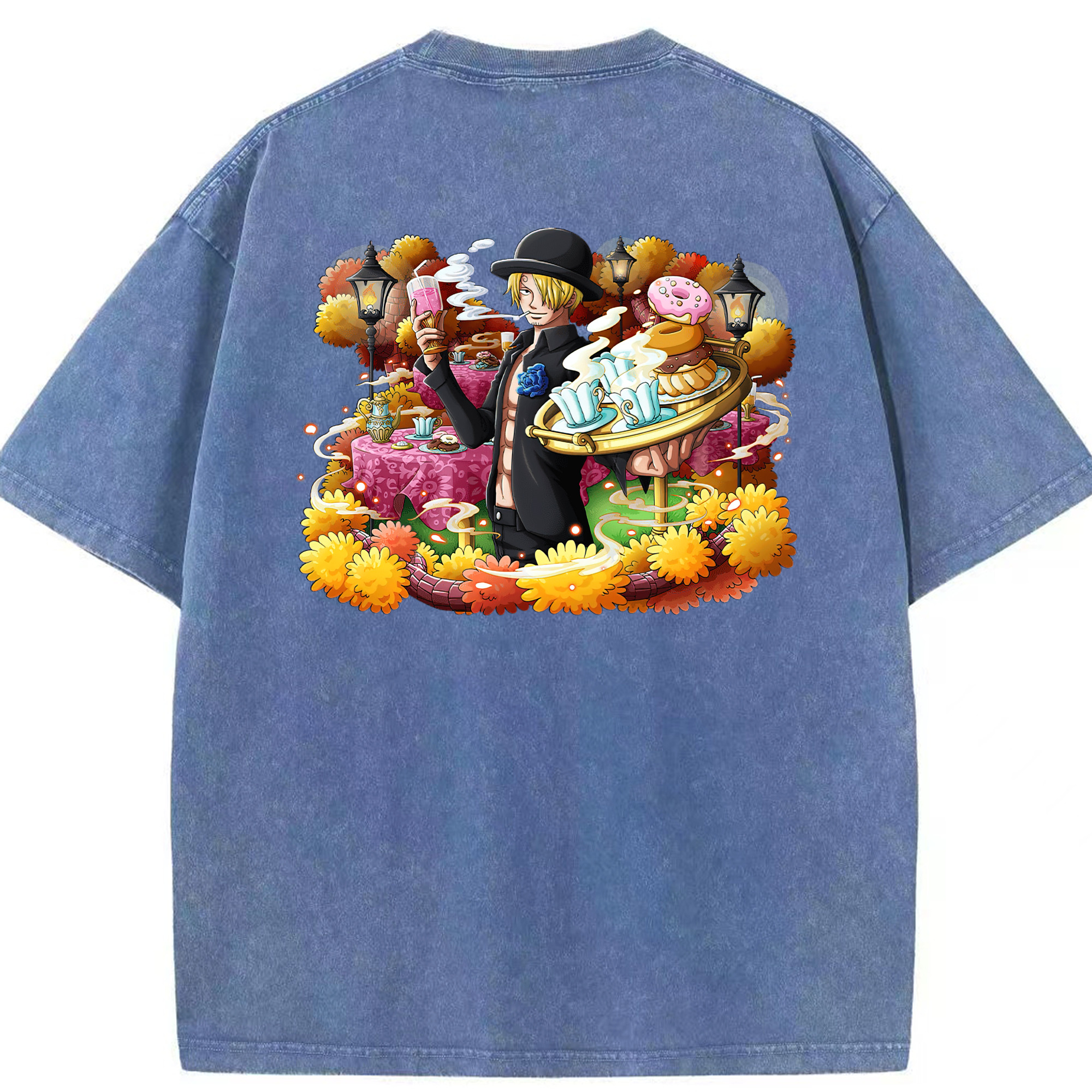 ワンピース サンジ ONE PIECE Sanji 綿100% ヴィンテージ風 半袖Tシャツ（背面プリント）