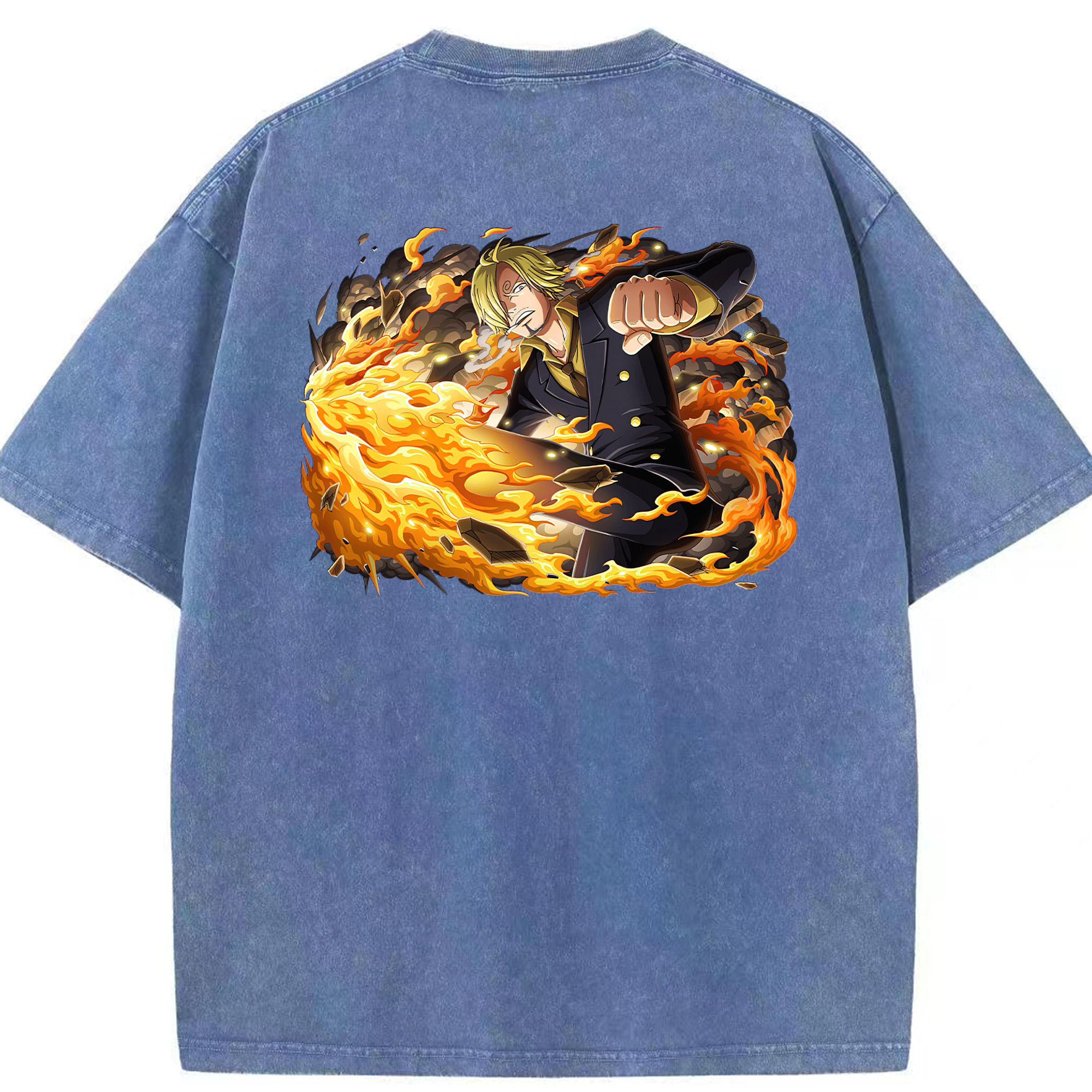 ワンピース サンジ ONE PIECE Sanji 綿100% ヴィンテージ風 半袖Tシャツ（背面プリント）