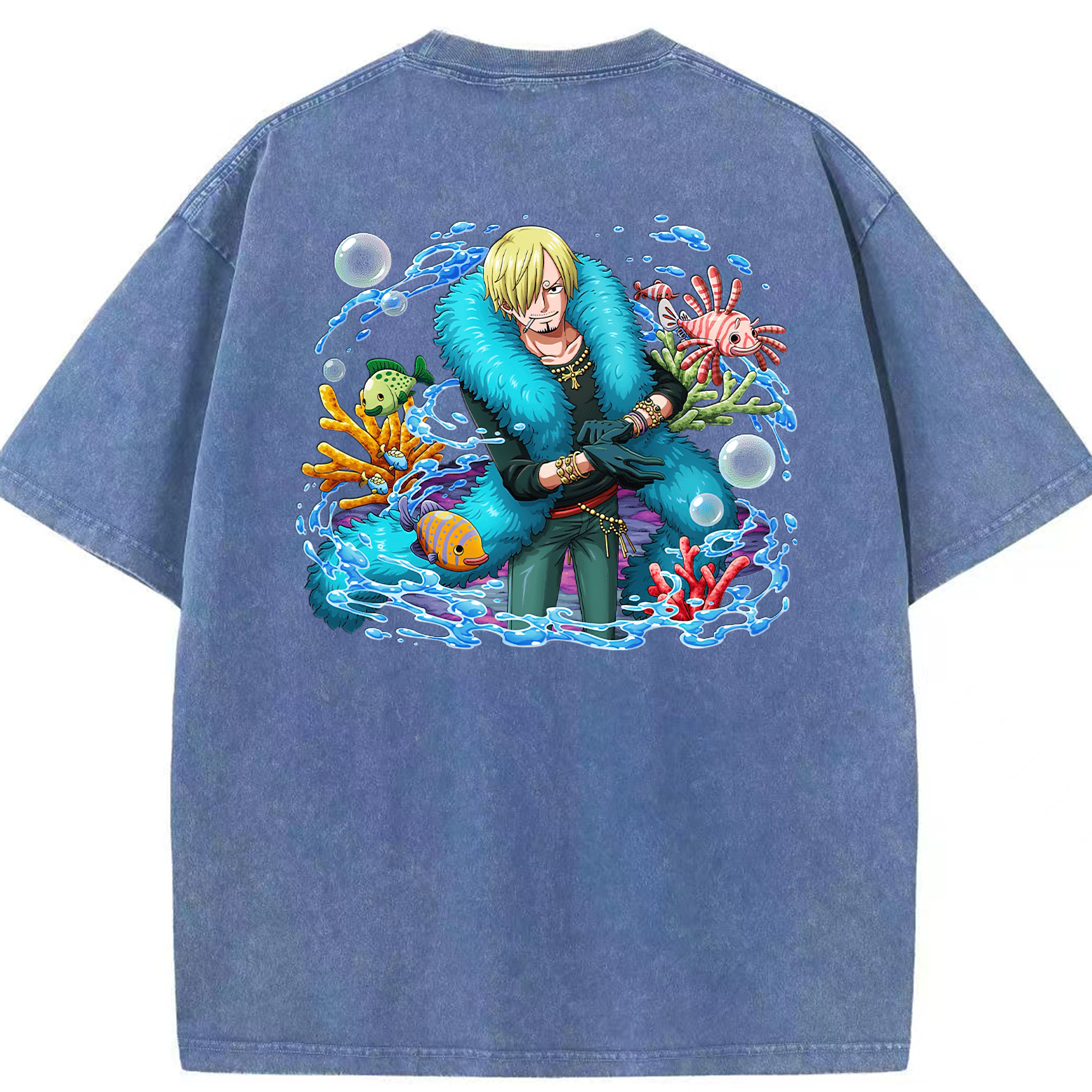 ワンピース サンジ ONE PIECE Sanji 綿100% ヴィンテージ風 半袖Tシャツ（背面プリント）