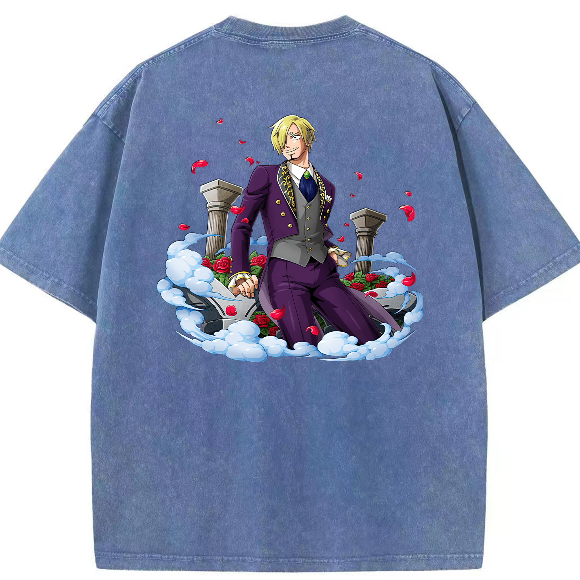 ワンピース サンジ ONE PIECE Sanji 綿100% ヴィンテージ風 半袖Tシャツ（背面プリント）