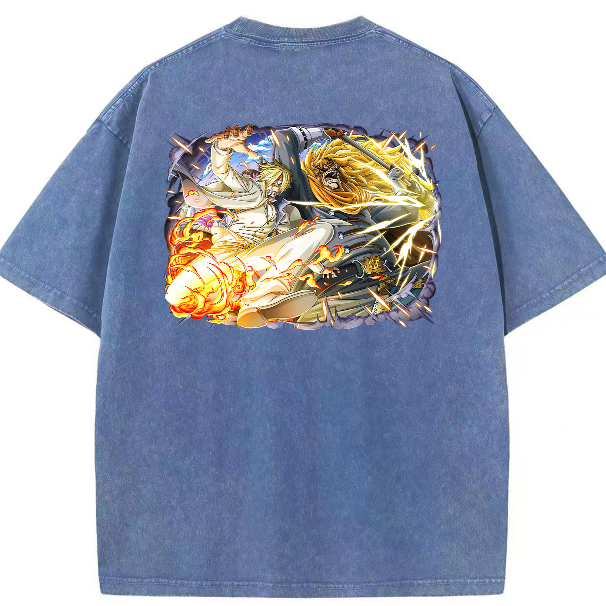 ワンピース サンジ ONE PIECE Sanji 綿100% ヴィンテージ風 半袖Tシャツ（背面プリント）