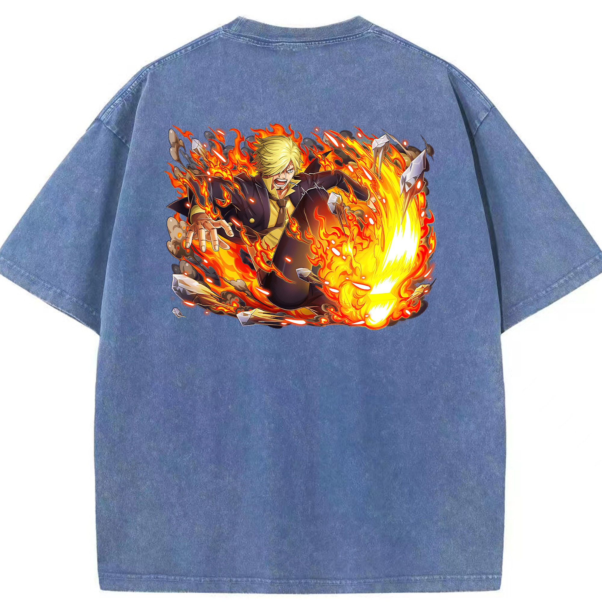 ワンピース サンジ ONE PIECE Sanji 綿100% ヴィンテージ風 半袖Tシャツ（背面プリント）
