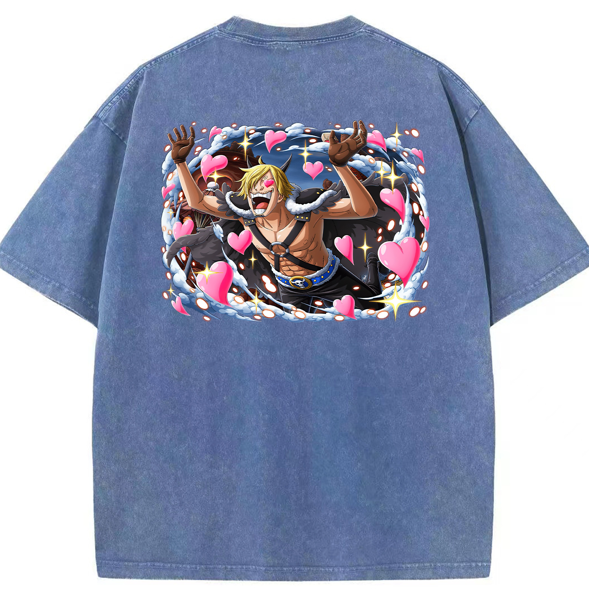ワンピース サンジ ONE PIECE Sanji 綿100% ヴィンテージ風 半袖Tシャツ（背面プリント）