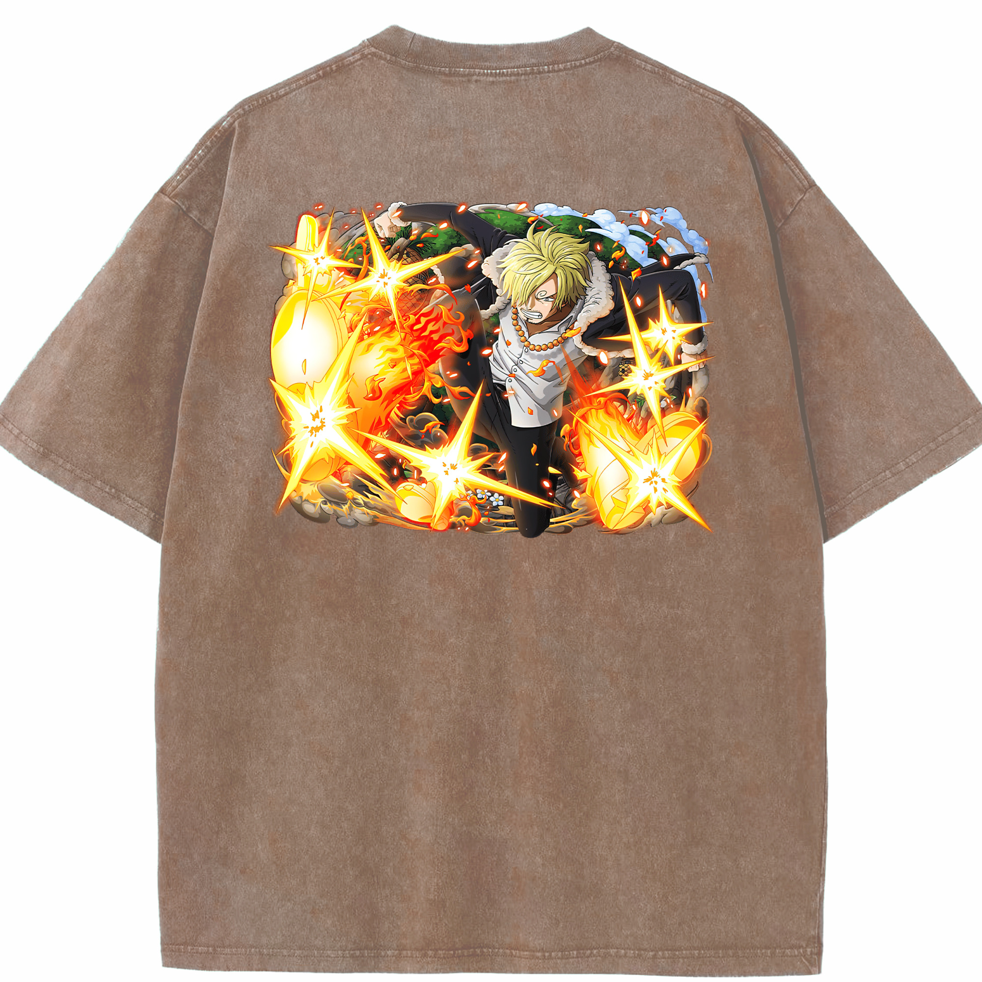 ワンピース サンジ ONE PIECE Sanji 綿100% ヴィンテージ風 半袖Tシャツ（背面プリント）