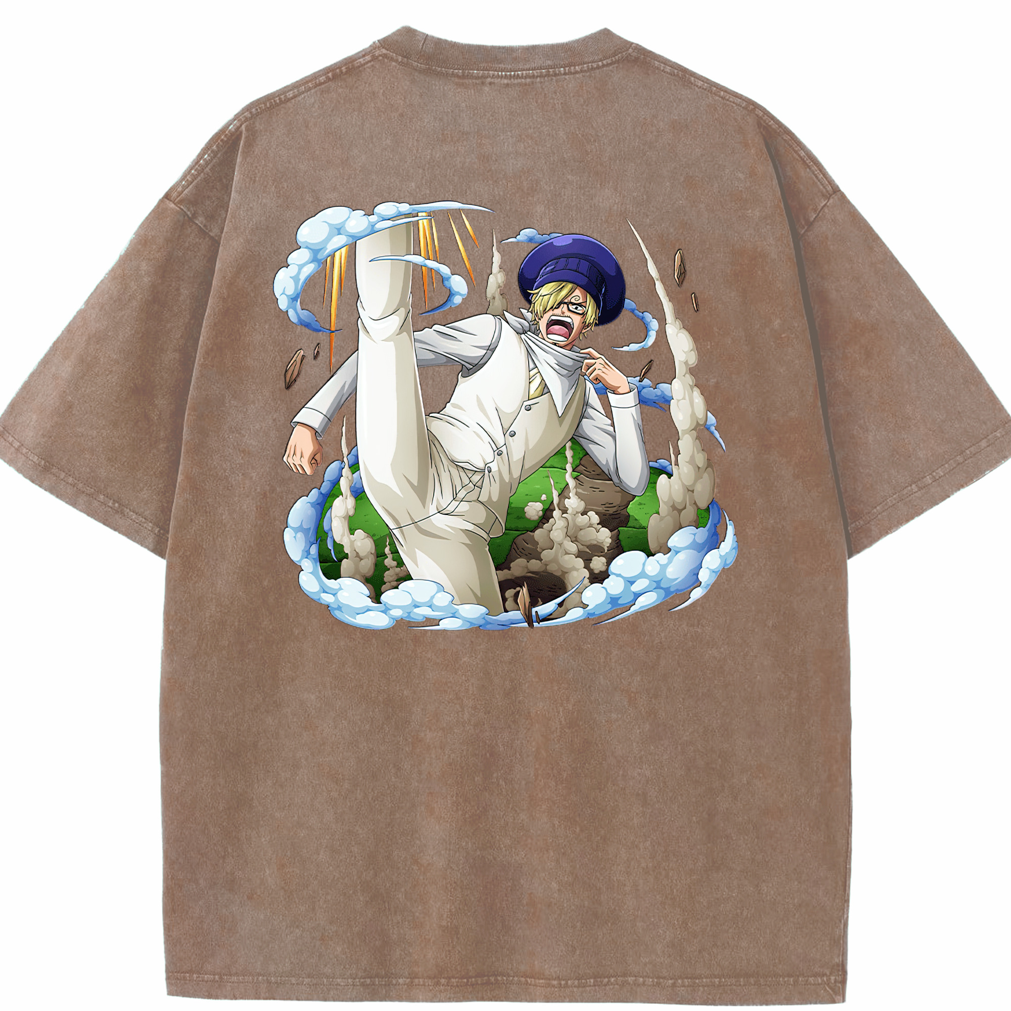 ワンピース サンジ ONE PIECE Sanji 綿100% ヴィンテージ風 半袖Tシャツ（背面プリント）