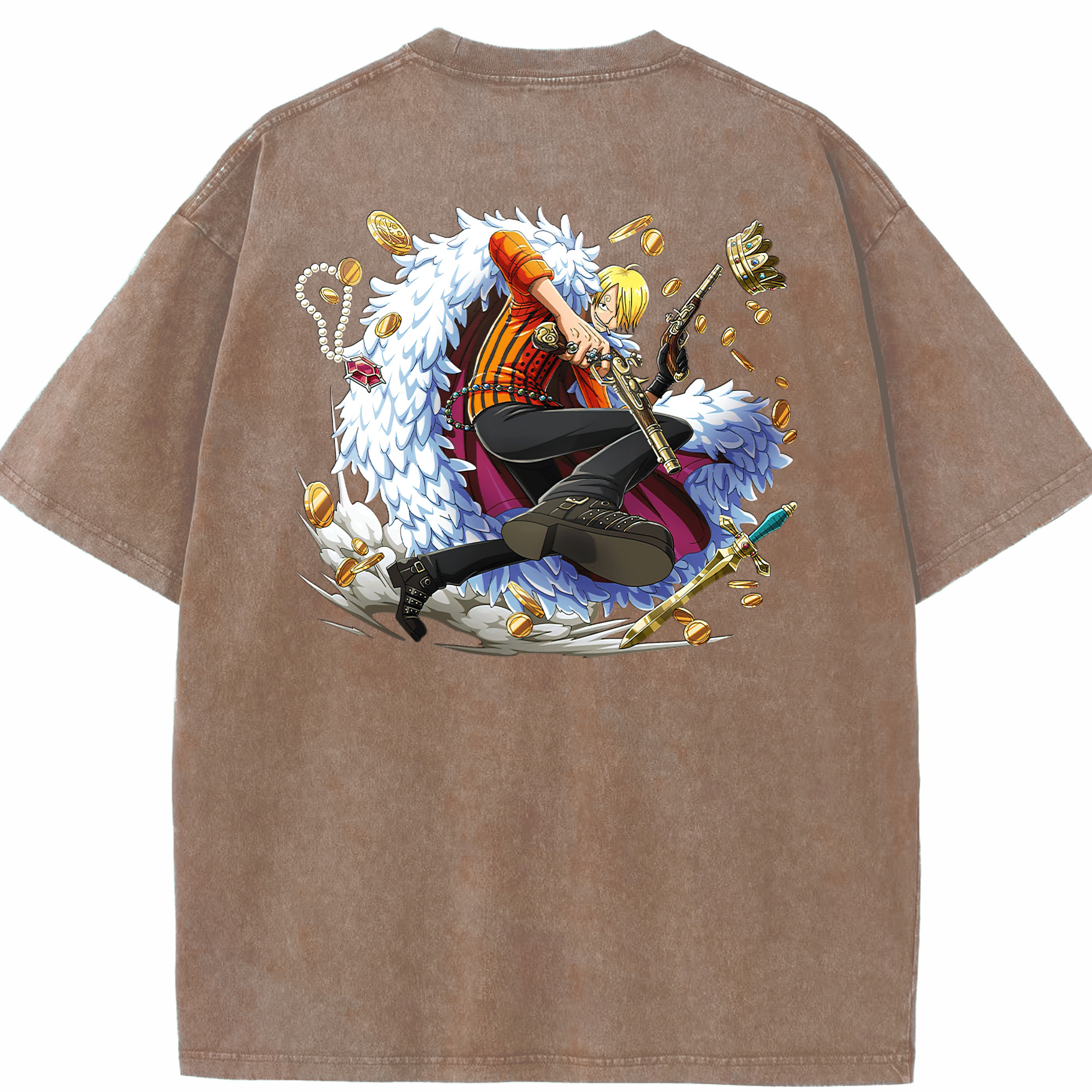 ワンピース サンジ ONE PIECE Sanji 綿100% ヴィンテージ風 半袖Tシャツ（背面プリント）