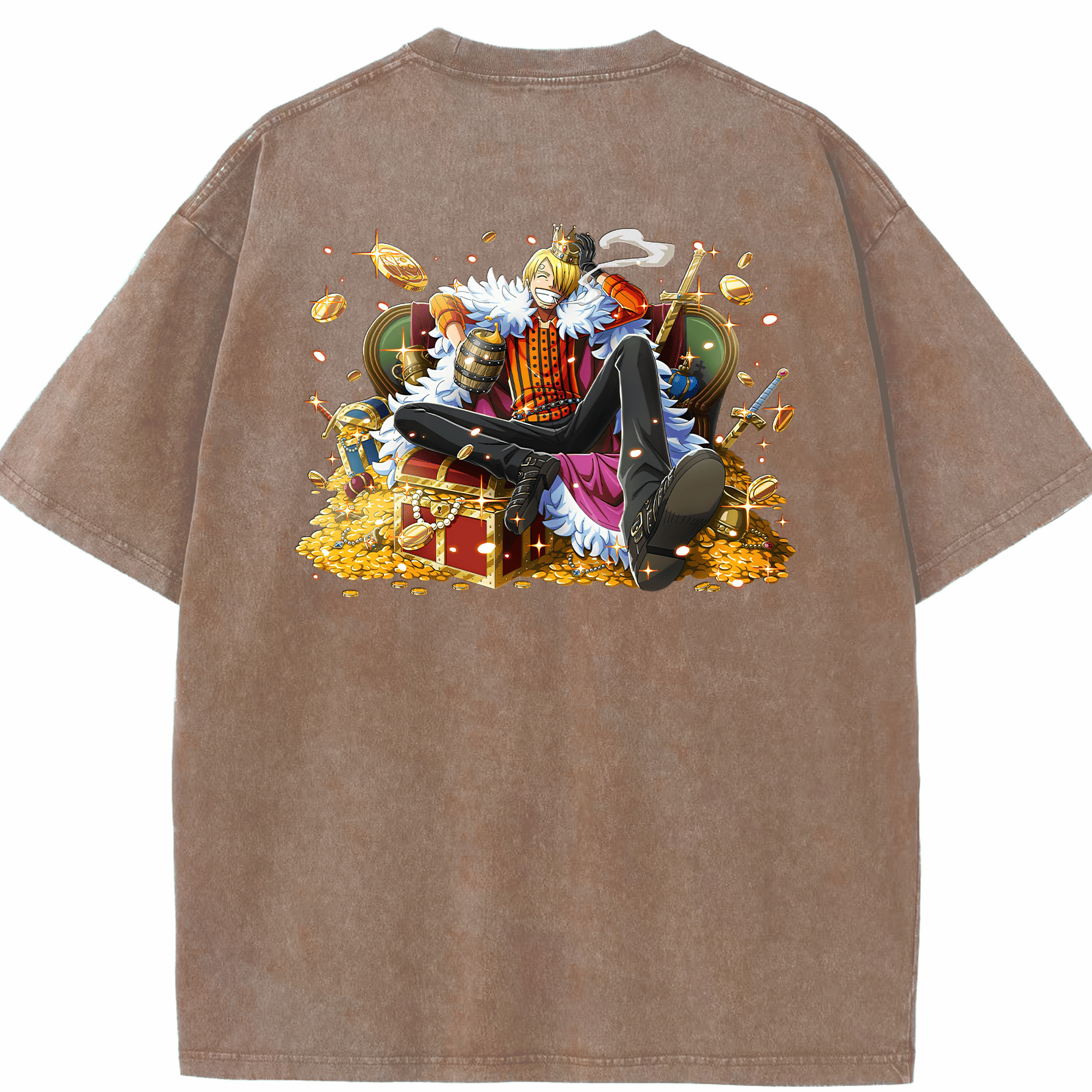 ワンピース サンジ ONE PIECE Sanji 綿100% ヴィンテージ風 半袖Tシャツ（背面プリント）