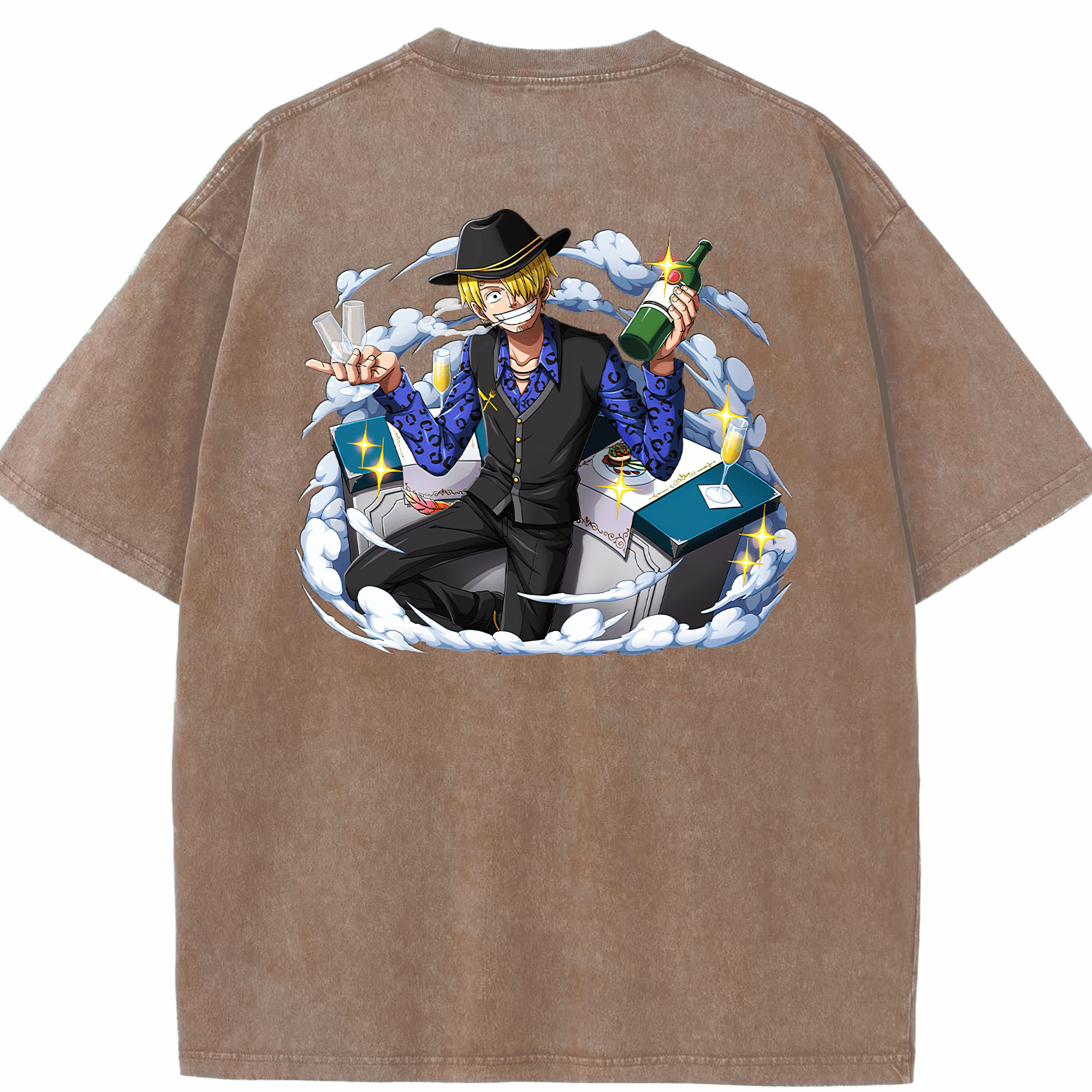 ワンピース サンジ ONE PIECE Sanji 綿100% ヴィンテージ風 半袖Tシャツ（背面プリント）