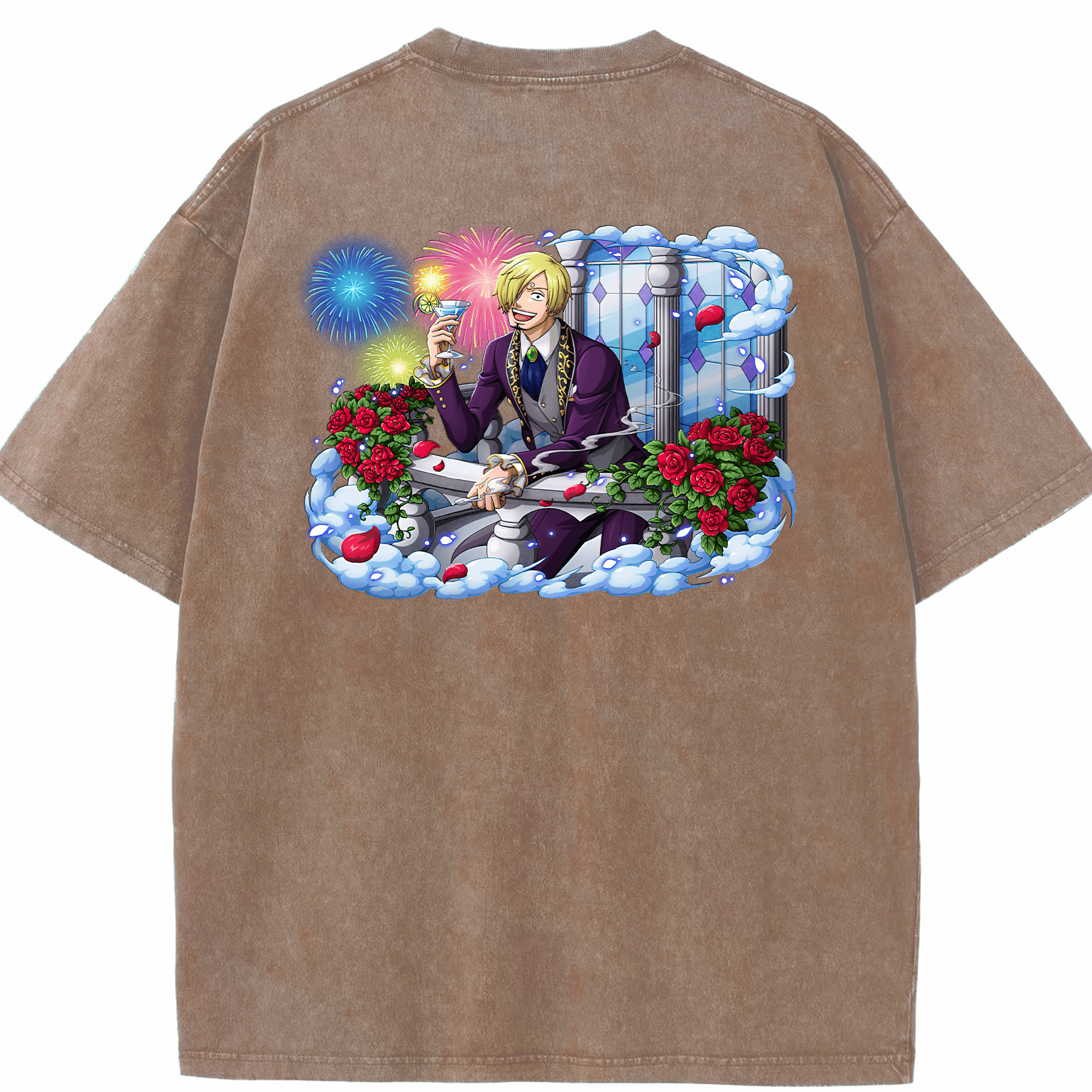 ワンピース サンジ ONE PIECE Sanji 綿100% ヴィンテージ風 半袖Tシャツ（背面プリント）