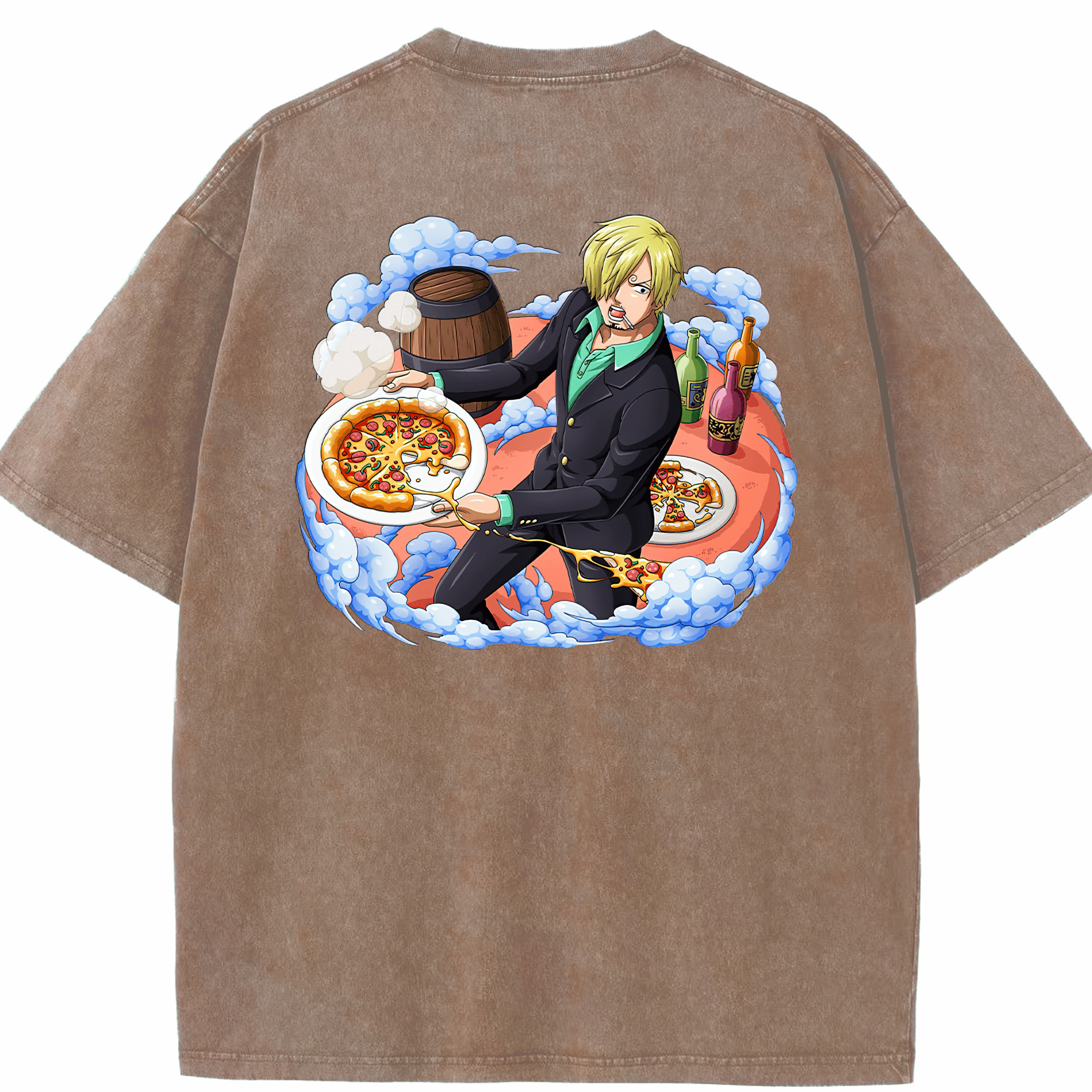 ワンピース サンジ ONE PIECE Sanji 綿100% ヴィンテージ風 半袖Tシャツ（背面プリント）