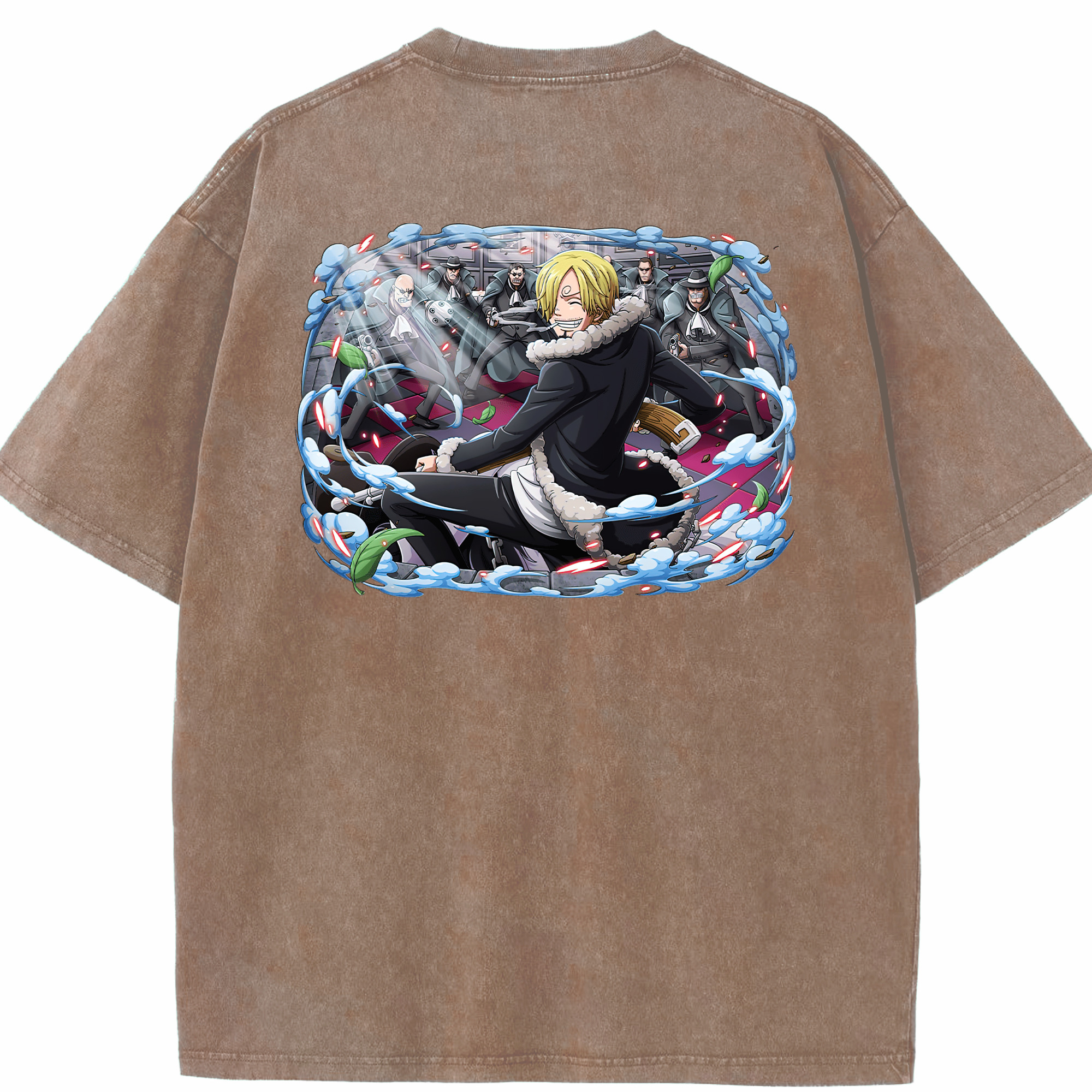 ワンピース サンジ ONE PIECE Sanji 綿100% ヴィンテージ風 半袖Tシャツ（背面プリント）