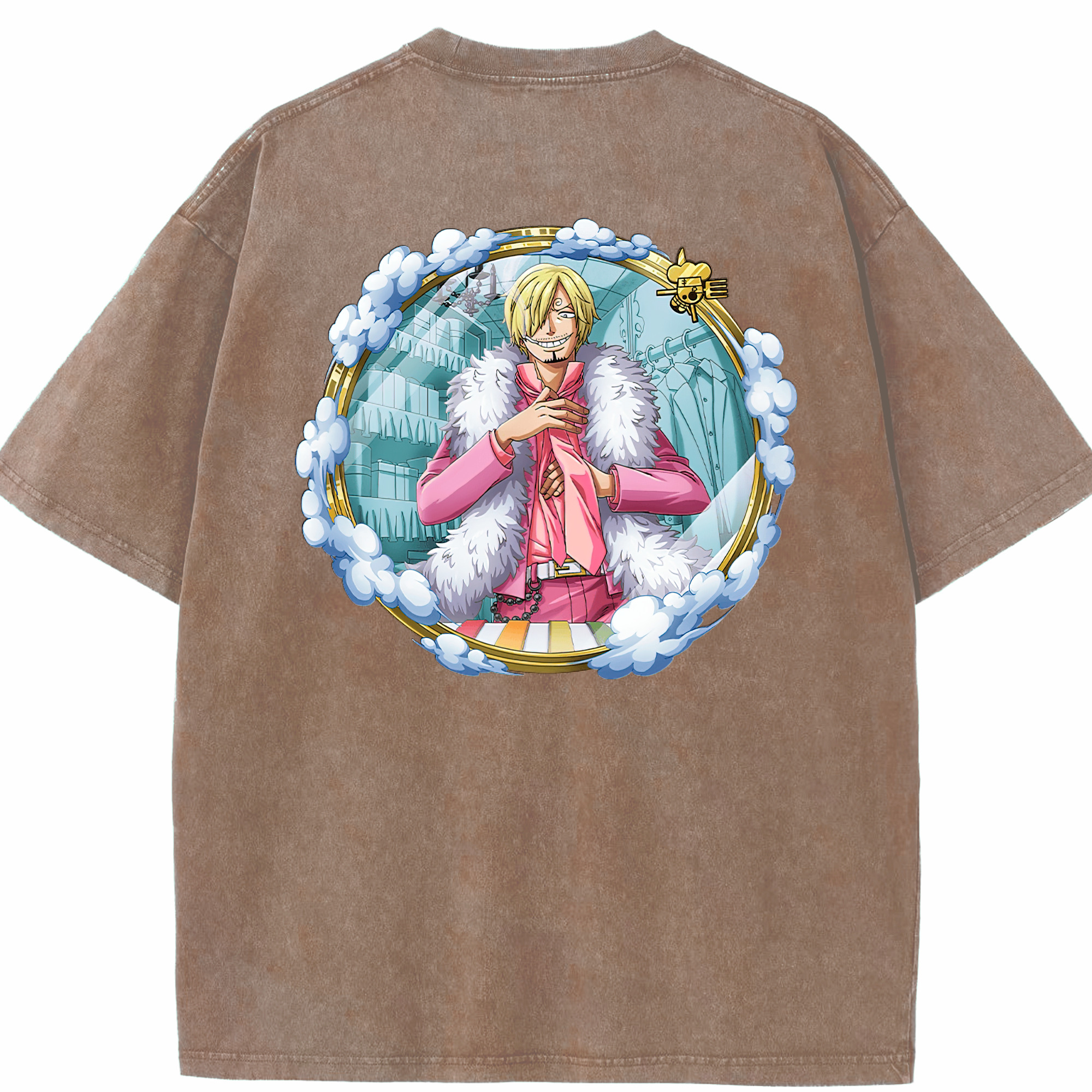 ワンピース サンジ ONE PIECE Sanji 綿100% ヴィンテージ風 半袖Tシャツ（背面プリント）