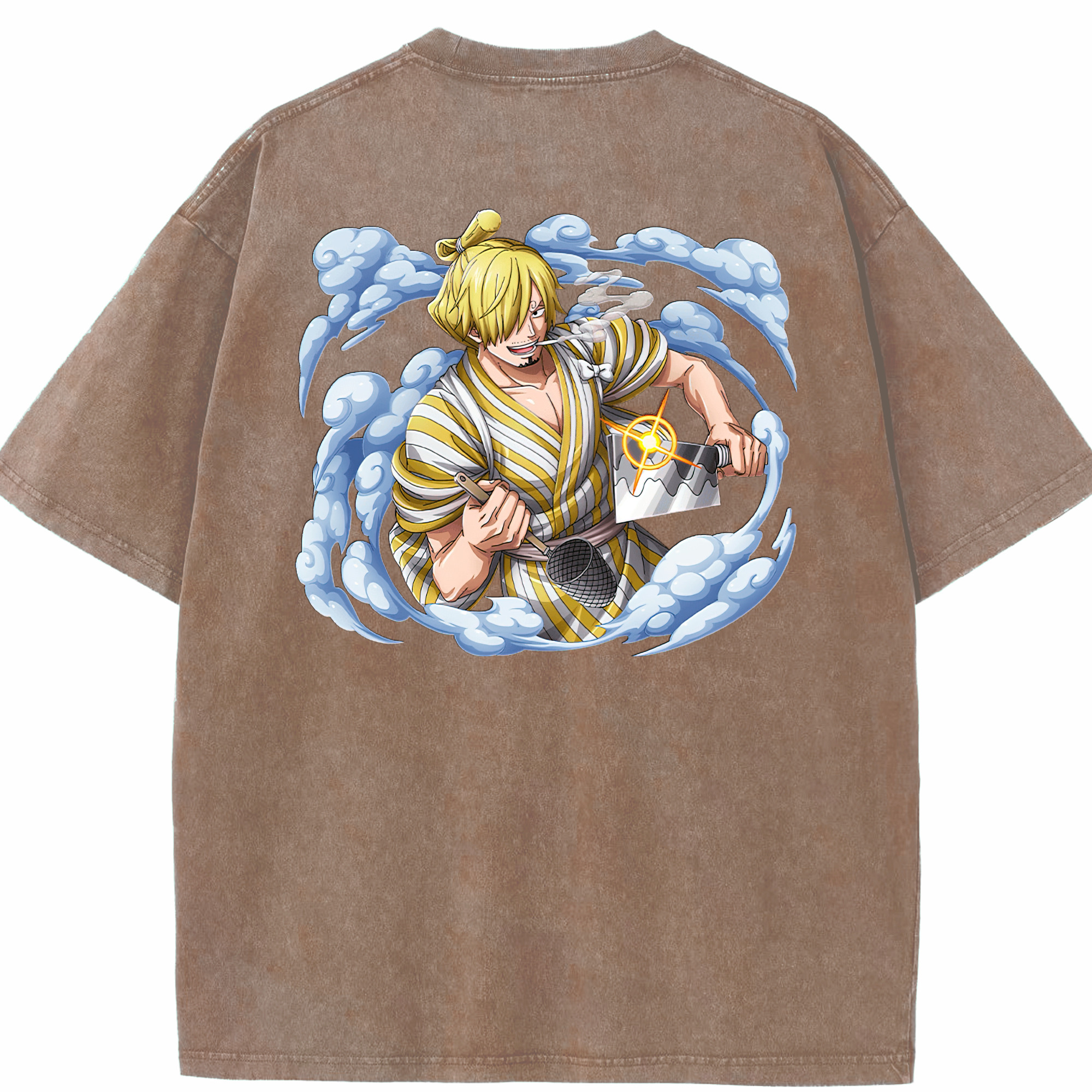 ワンピース サンジ ONE PIECE Sanji 綿100% ヴィンテージ風 半袖Tシャツ（背面プリント）
