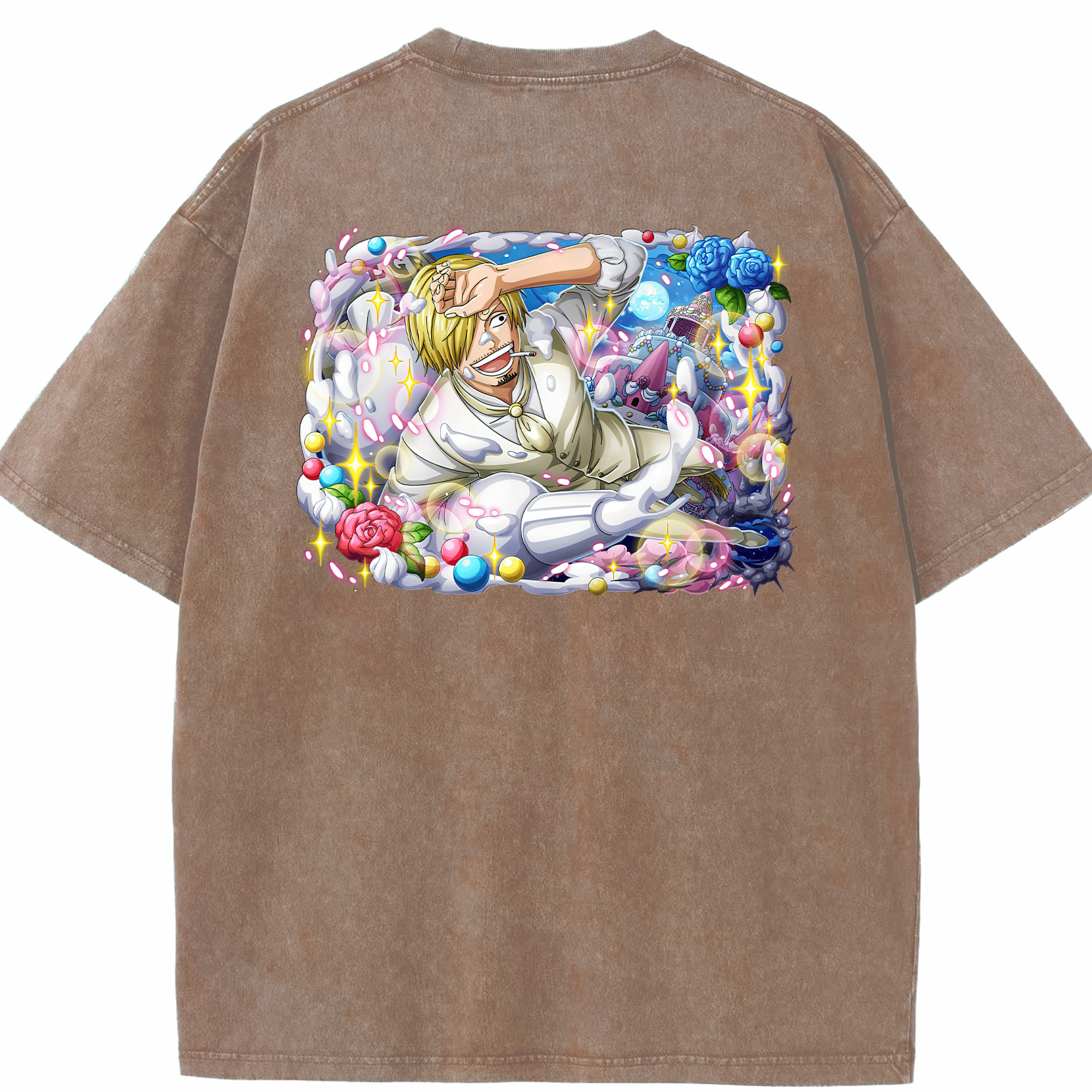 ワンピース サンジ ONE PIECE Sanji 綿100% ヴィンテージ風 半袖Tシャツ（背面プリント）